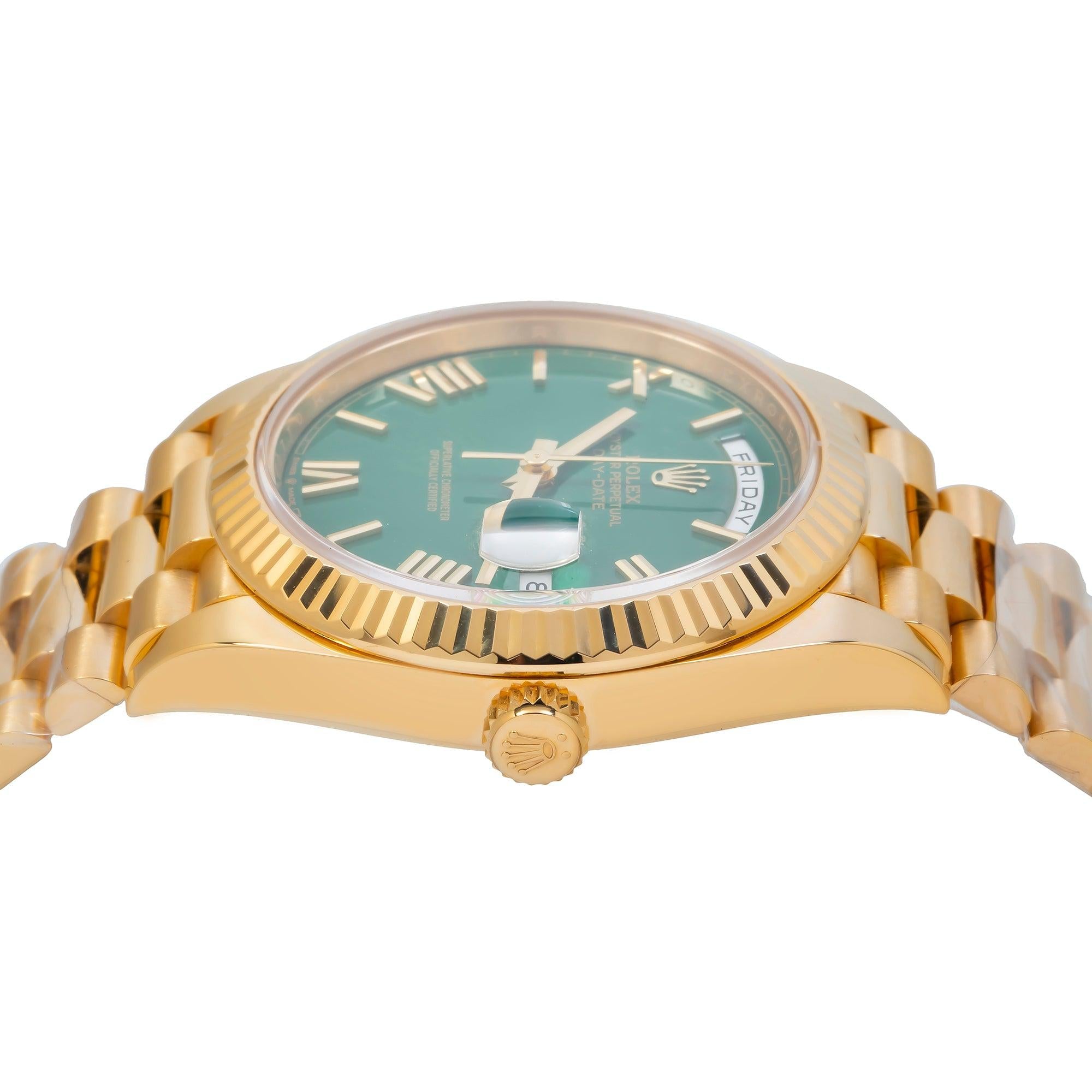Rolex Day-Date 228238 40MM Green Dial With Yellow Gold President Bracelet