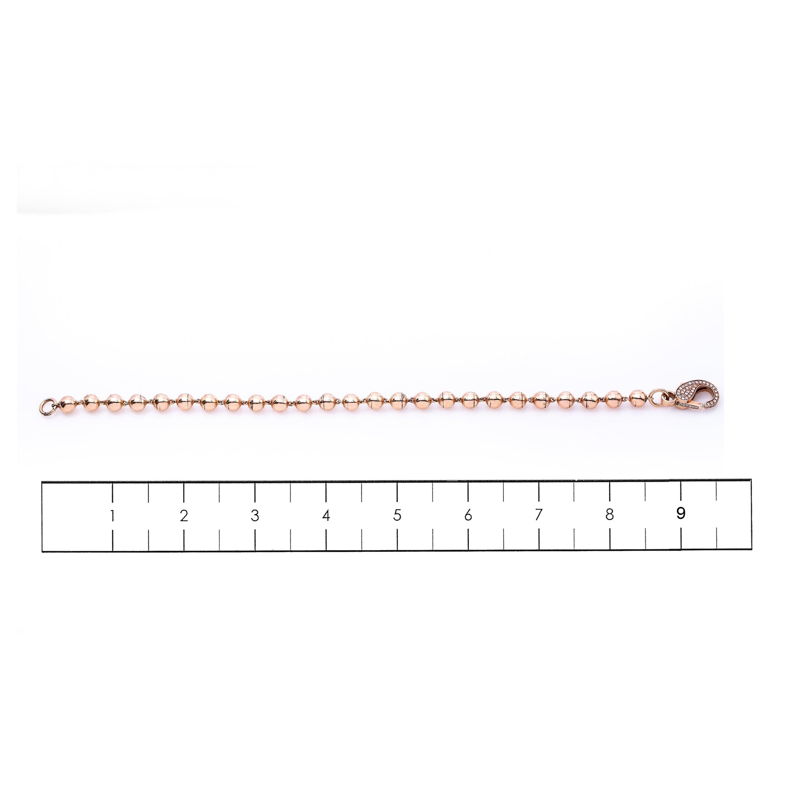 14K GOLD SMALL BALLS BRACELET WITH DIAMOND CLASP 0.53 CT
