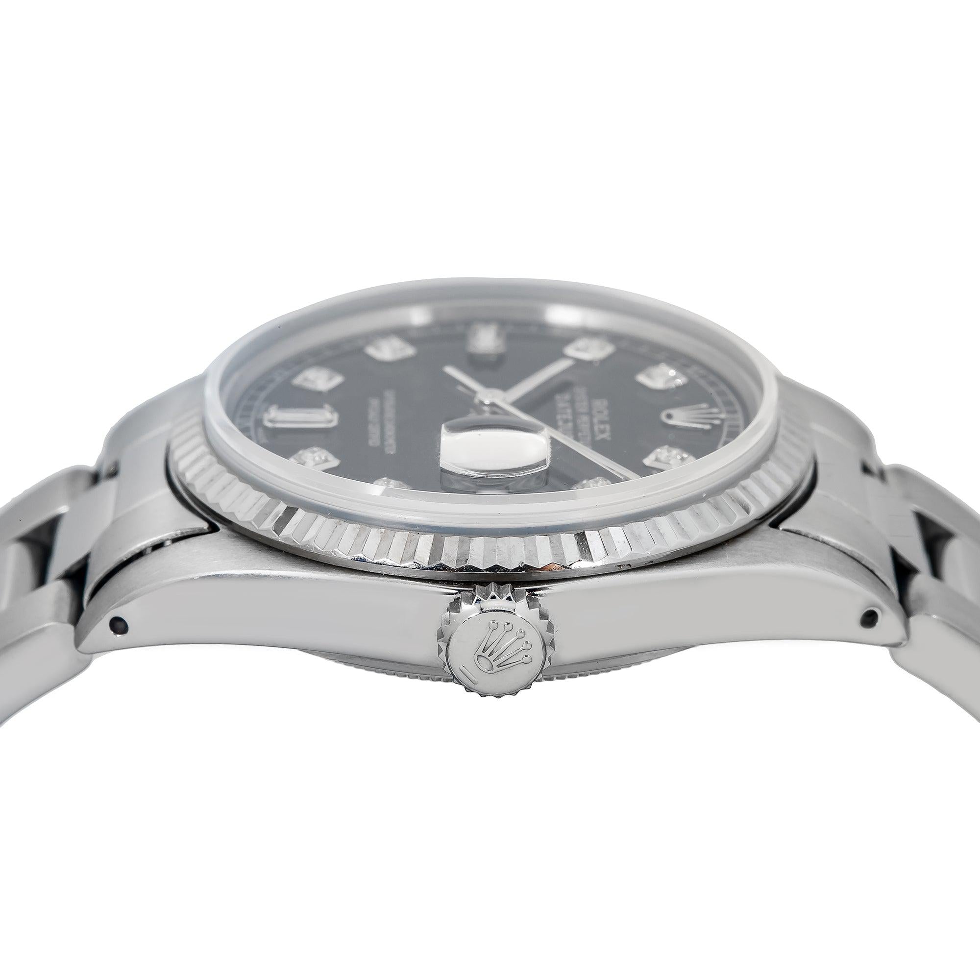 Rolex Datejust 16030 36MM Black Diamond Dial With Stainless Steel Oyster Bracelet