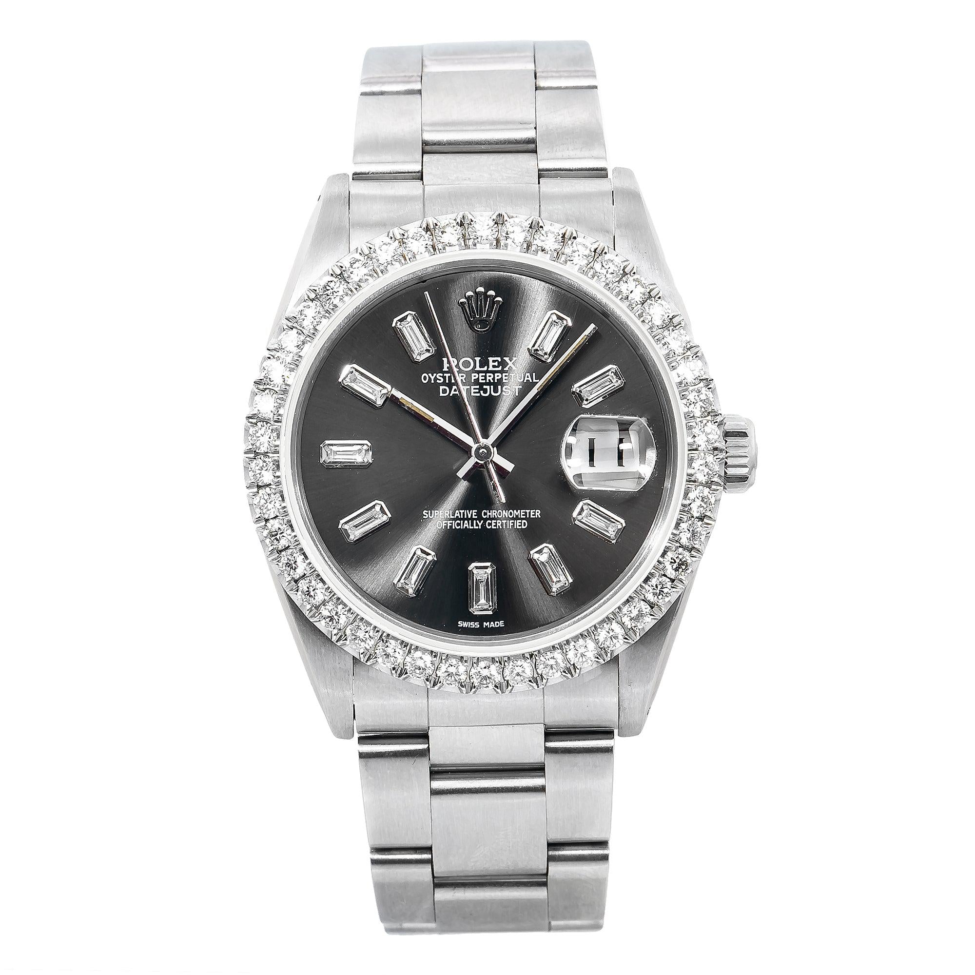 Rolex Datejust 16014 36MM Black Diamond Dial With Stainless Steel Oyster Bracelet