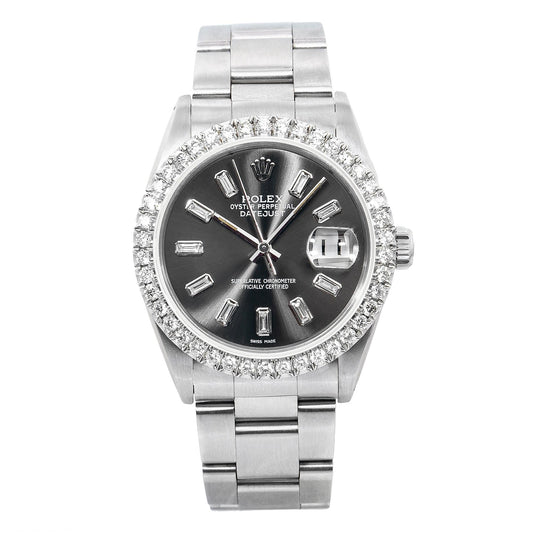 Rolex Datejust 16014 36MM Black Diamond Dial With Stainless Steel Oyster Bracelet