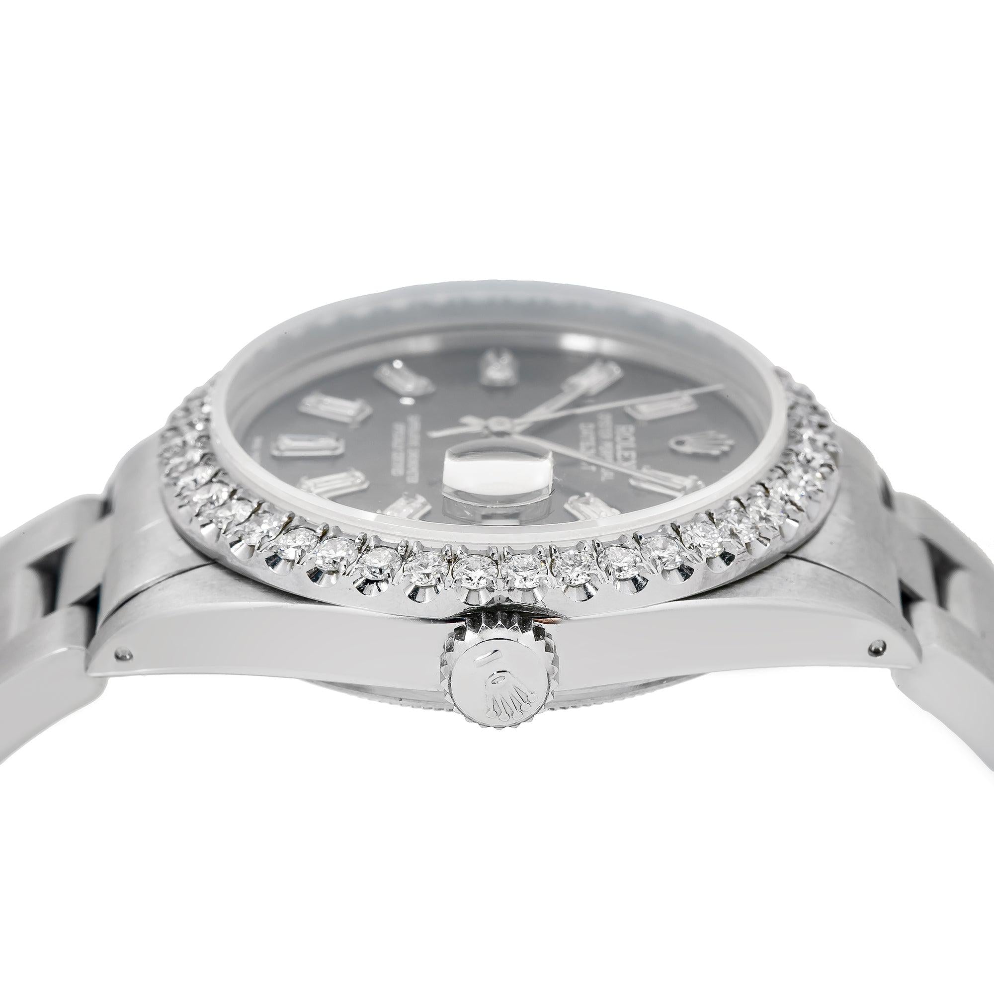 Rolex Datejust 16014 36MM Black Diamond Dial With Stainless Steel Oyster Bracelet