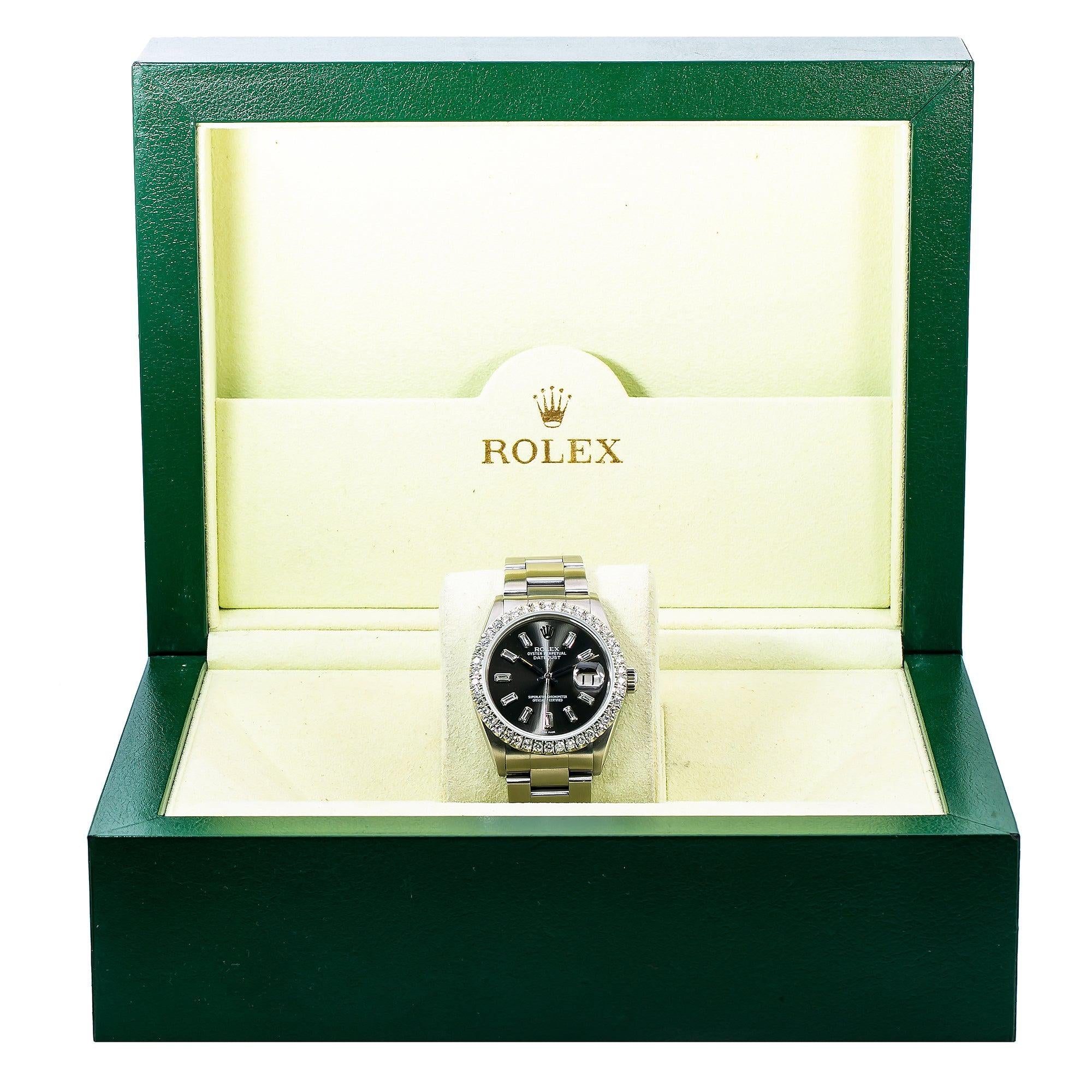 Rolex Datejust 16014 36MM Black Diamond Dial With Stainless Steel Oyster Bracelet