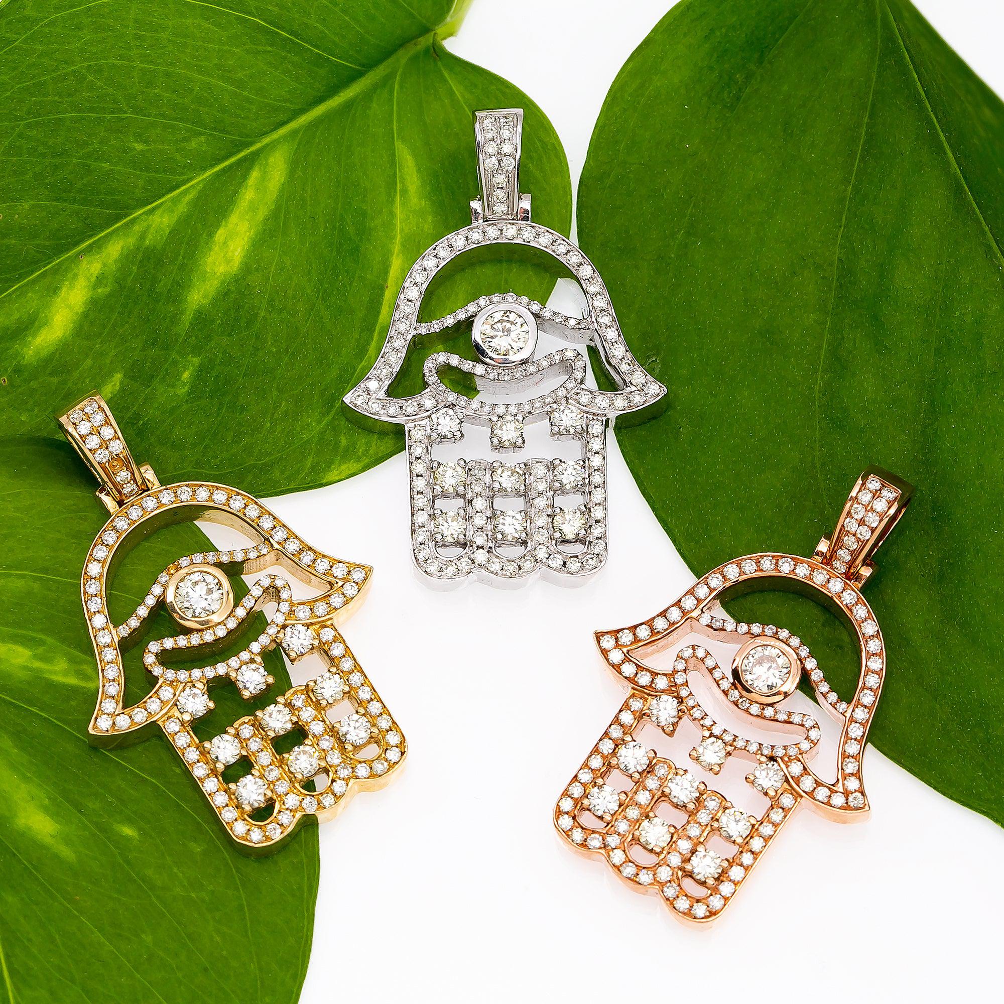 14K Gold Hamsa Shaped Pendant