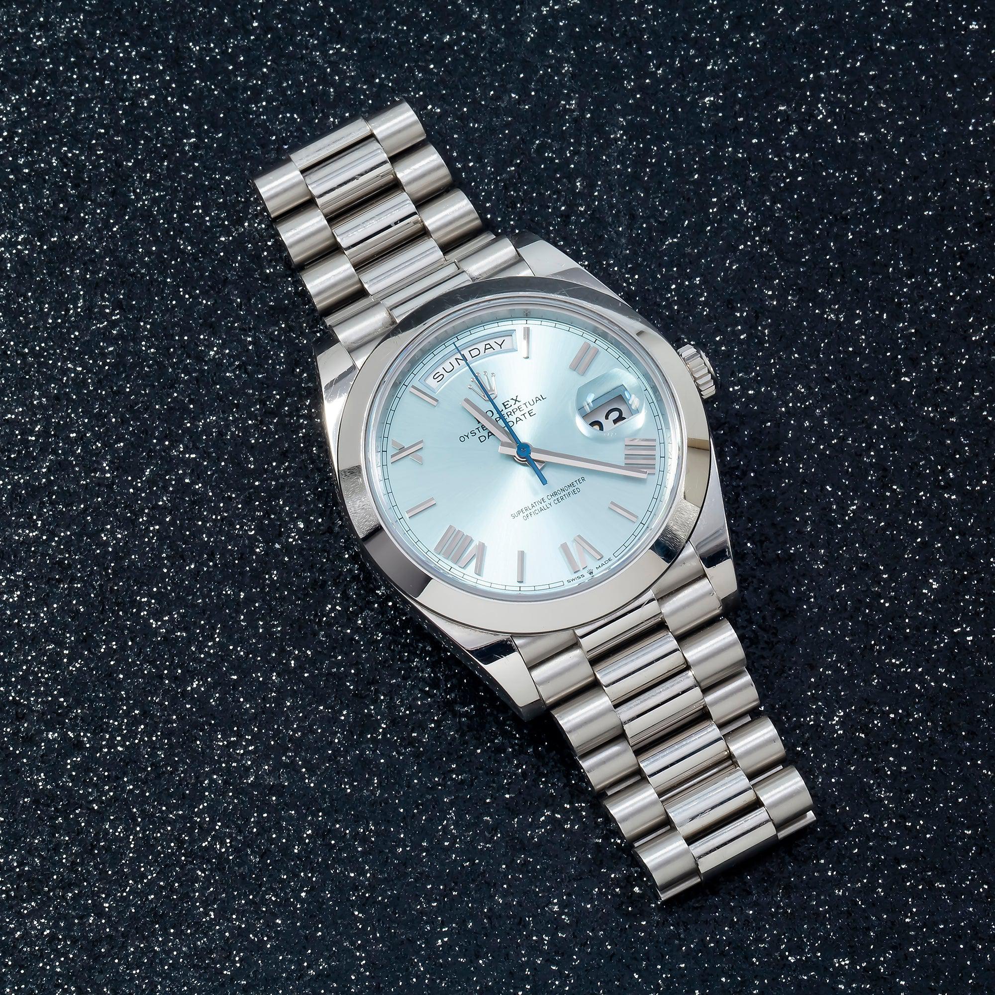 Rolex Day-Date 228206 40MM Ice Blue Dial With Platinum Presidential Bracelet