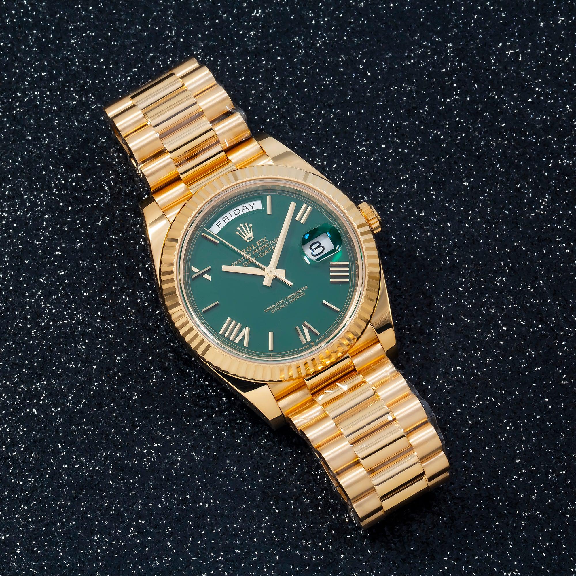 Rolex Day-Date 228238 40MM Green Dial With Yellow Gold President Bracelet