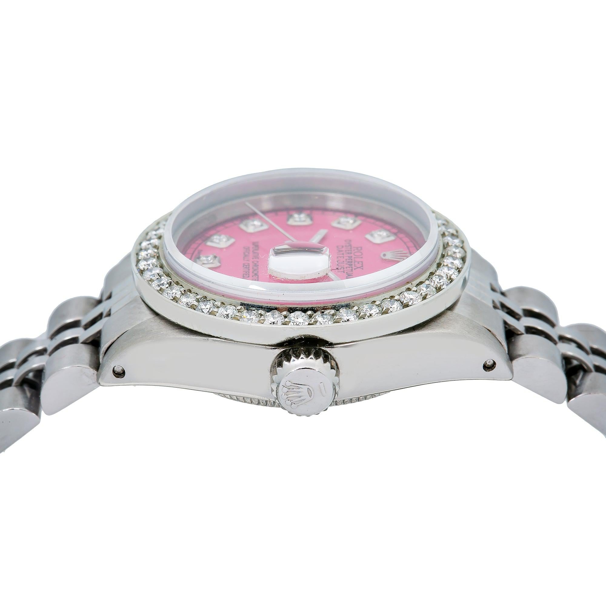 Rolex Oyster Perpetual Lady Datejust 6916 26MM Pink Diamond Dial With Stainless Steel Bracelet