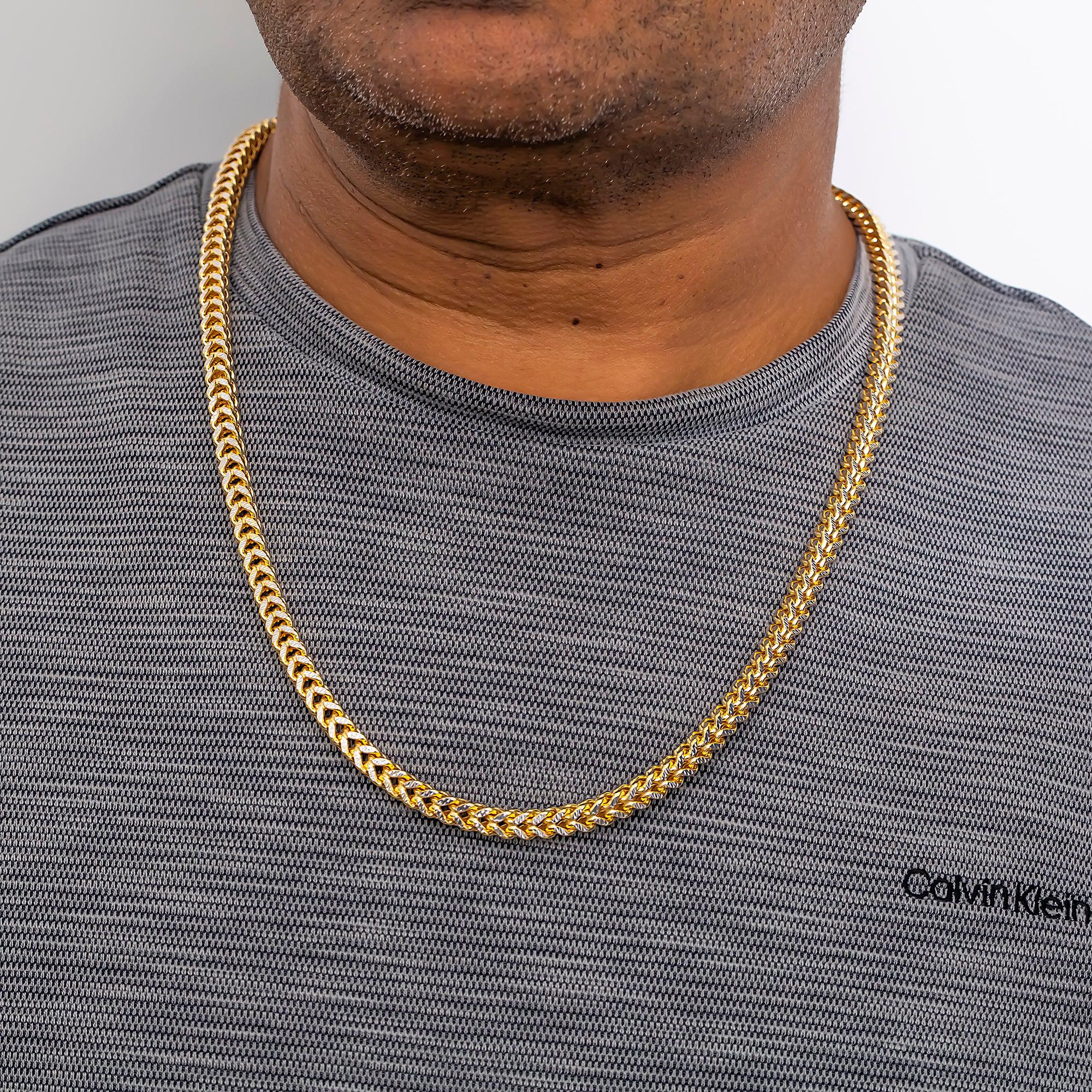 14K GOLD DIAMOND CUT 5MM FRANCO CHAIN