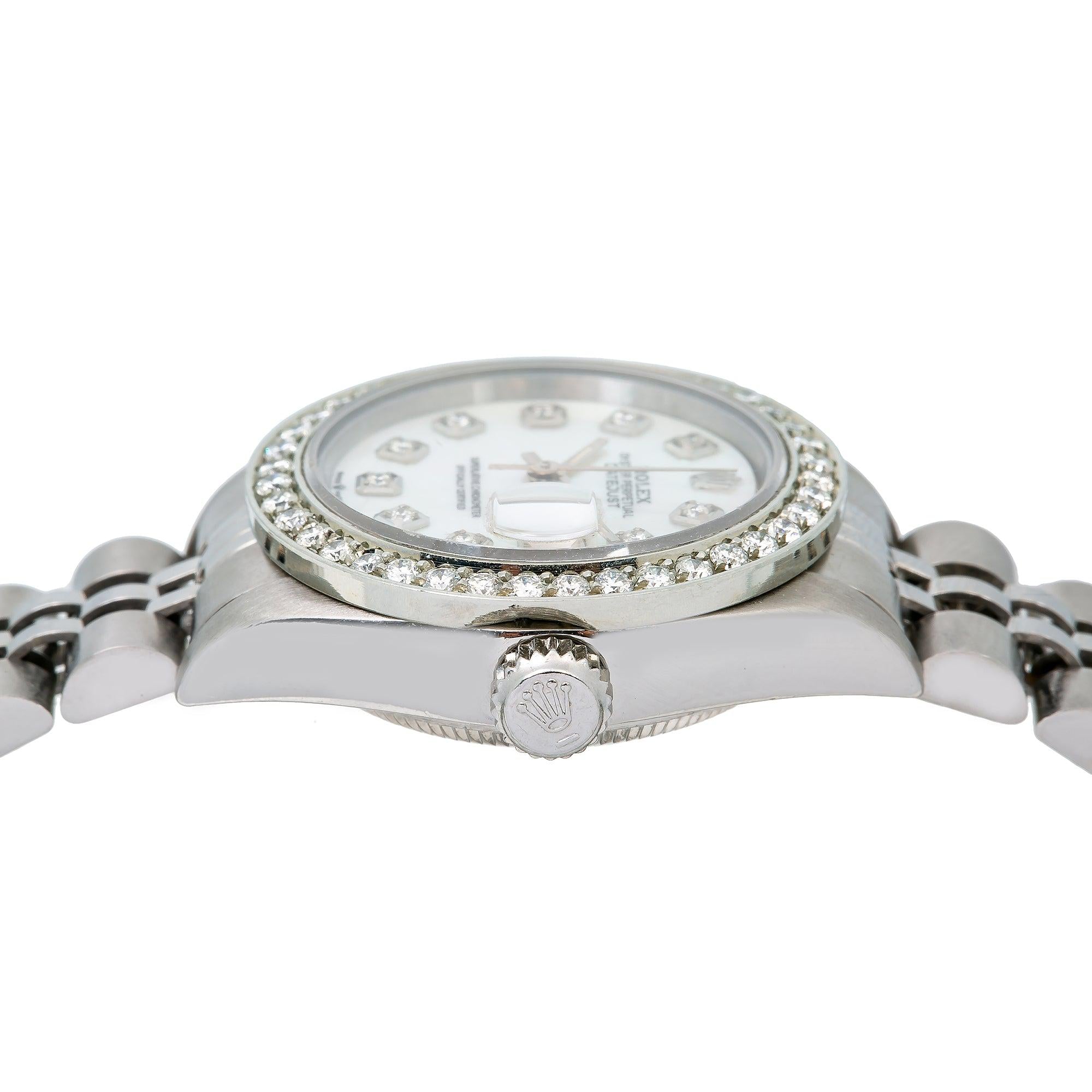 Rolex Lady-Datejust 6917 26MM Silver Diamond Dial With Stainless Steel Jubilee Bracelet