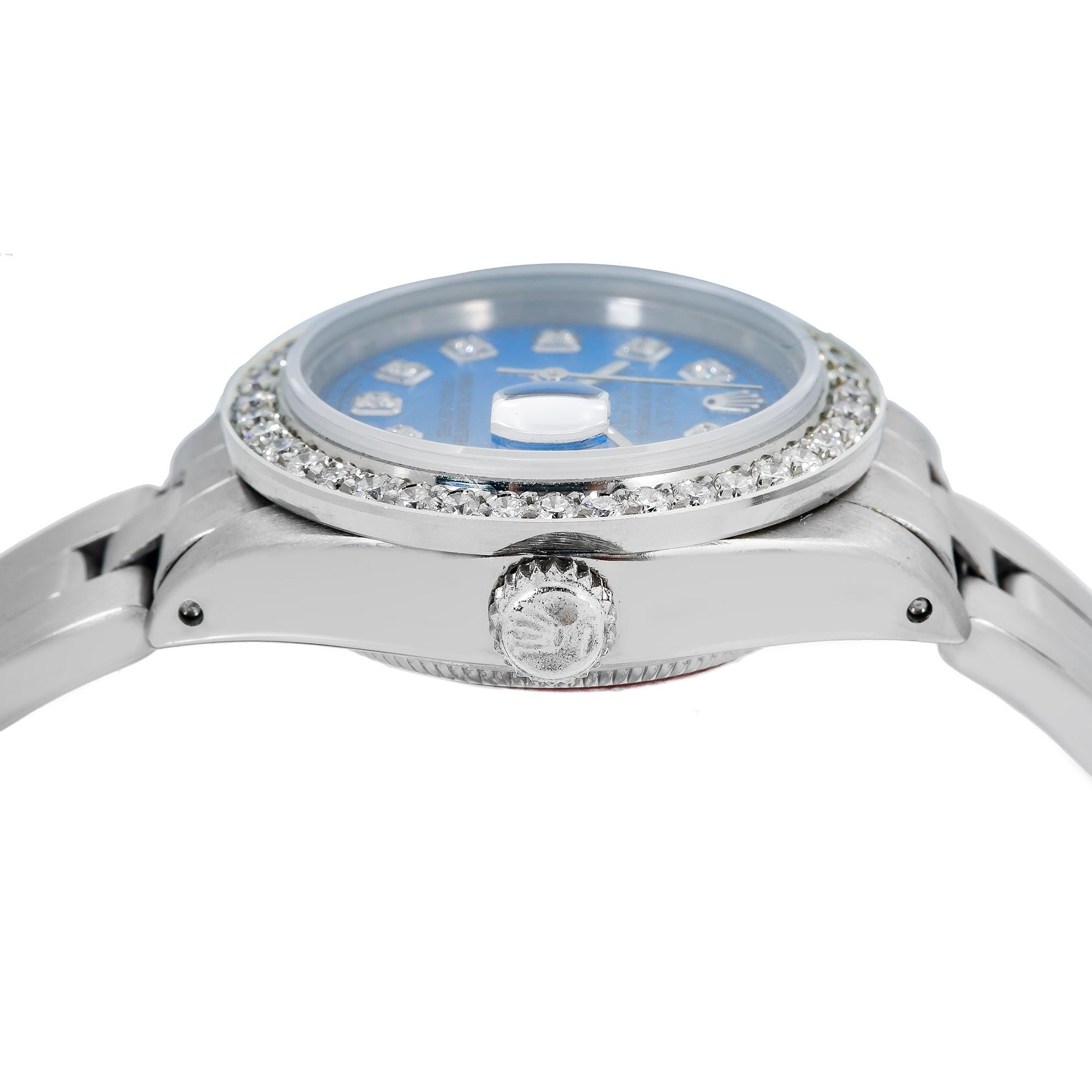 Rolex Lady-Datejust 6917 26MM Blue Diamond Dial With Diamond Bezel