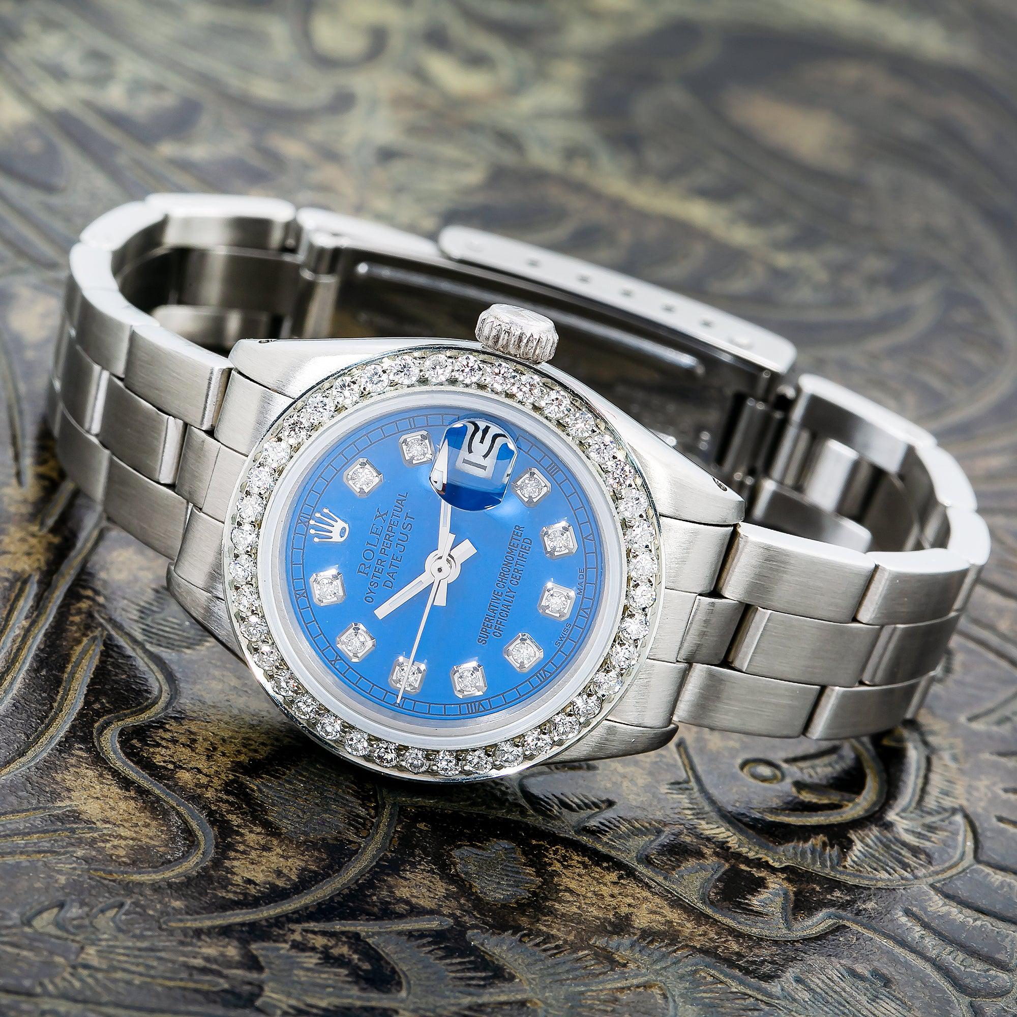 Rolex Lady-Datejust 6917 26MM Blue Diamond Dial With Diamond Bezel
