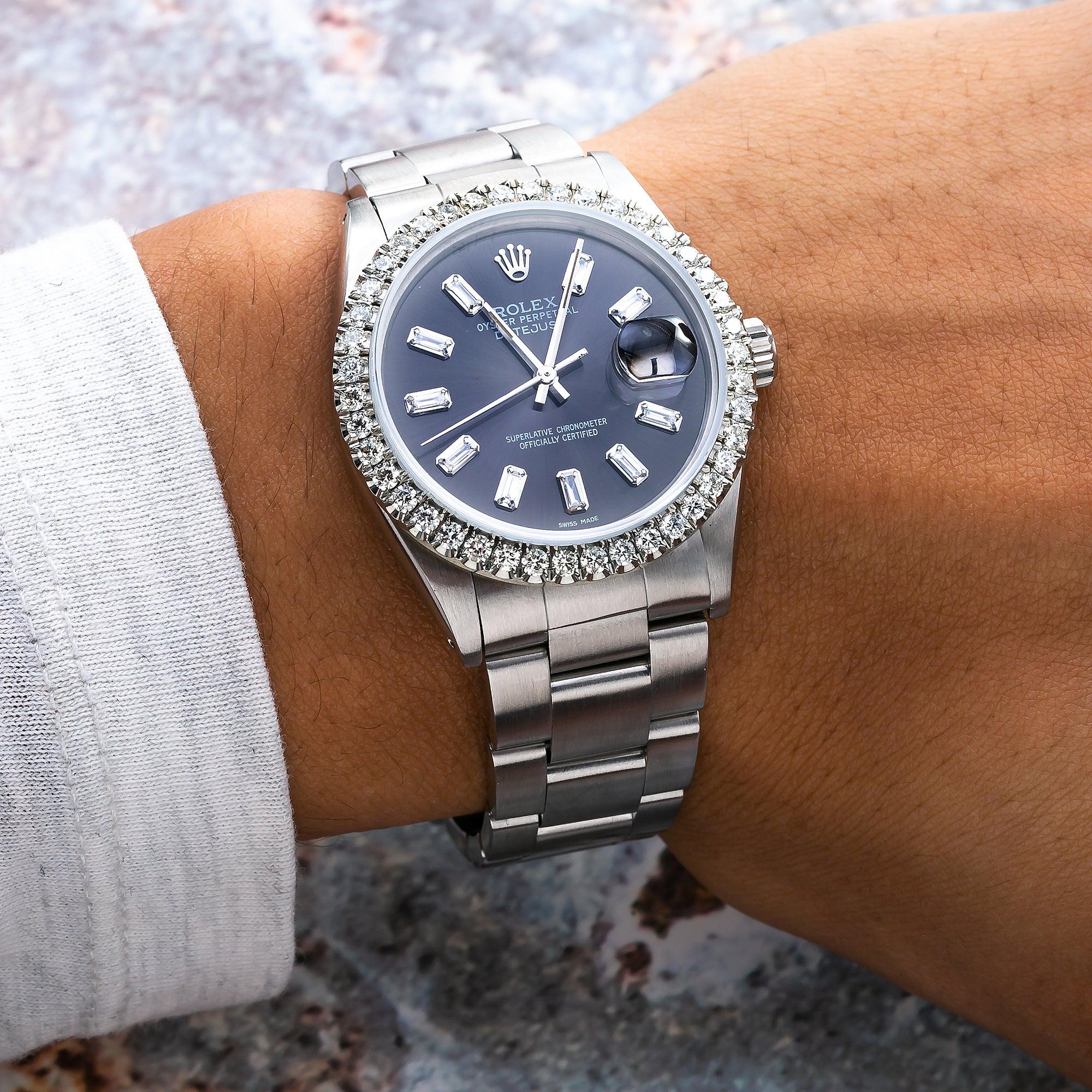 Rolex Datejust 16014 36MM Black Diamond Dial With Stainless Steel Oyster Bracelet