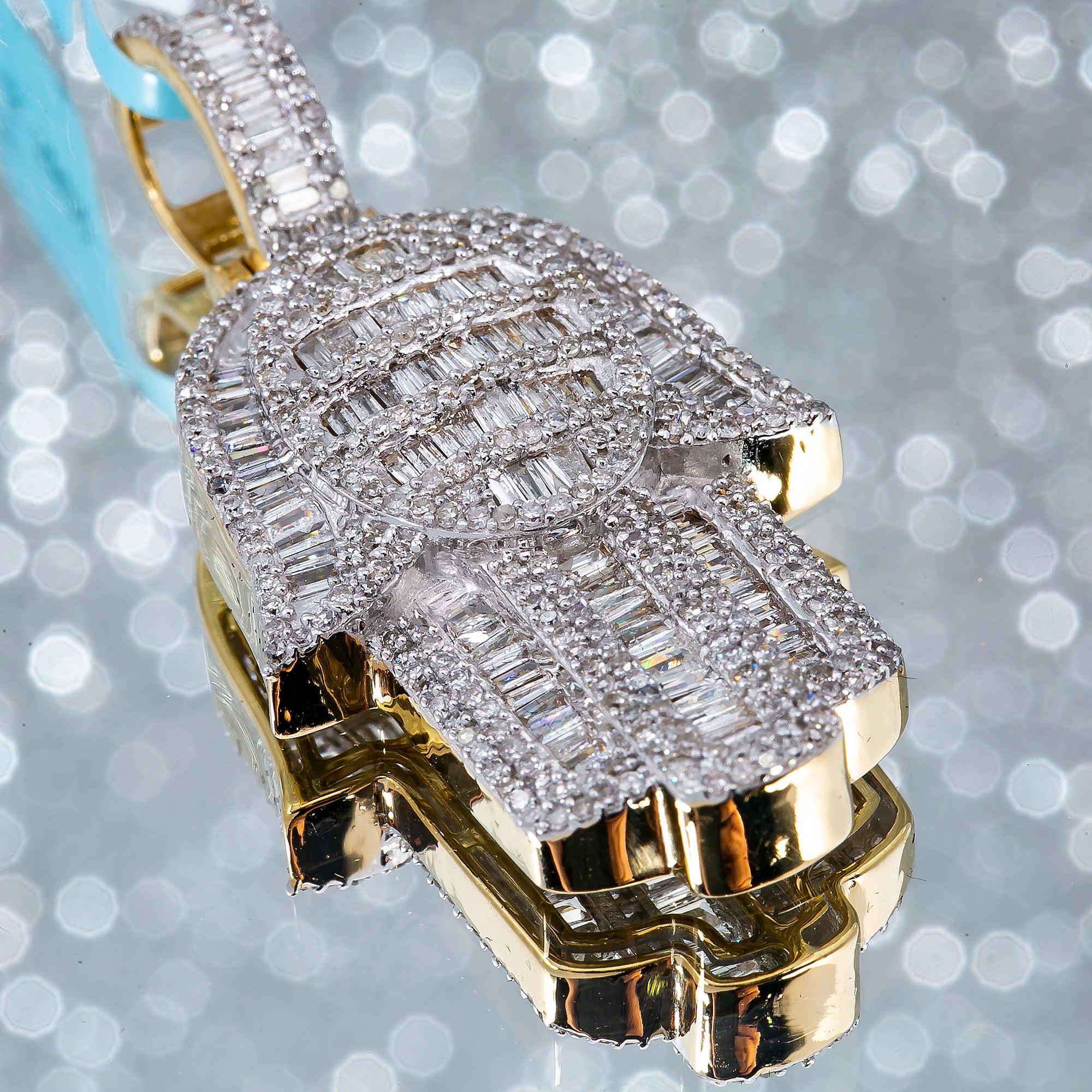 Unisex 14K Yellow Gold Hamsa Pendant with 1.65CT Diamonds