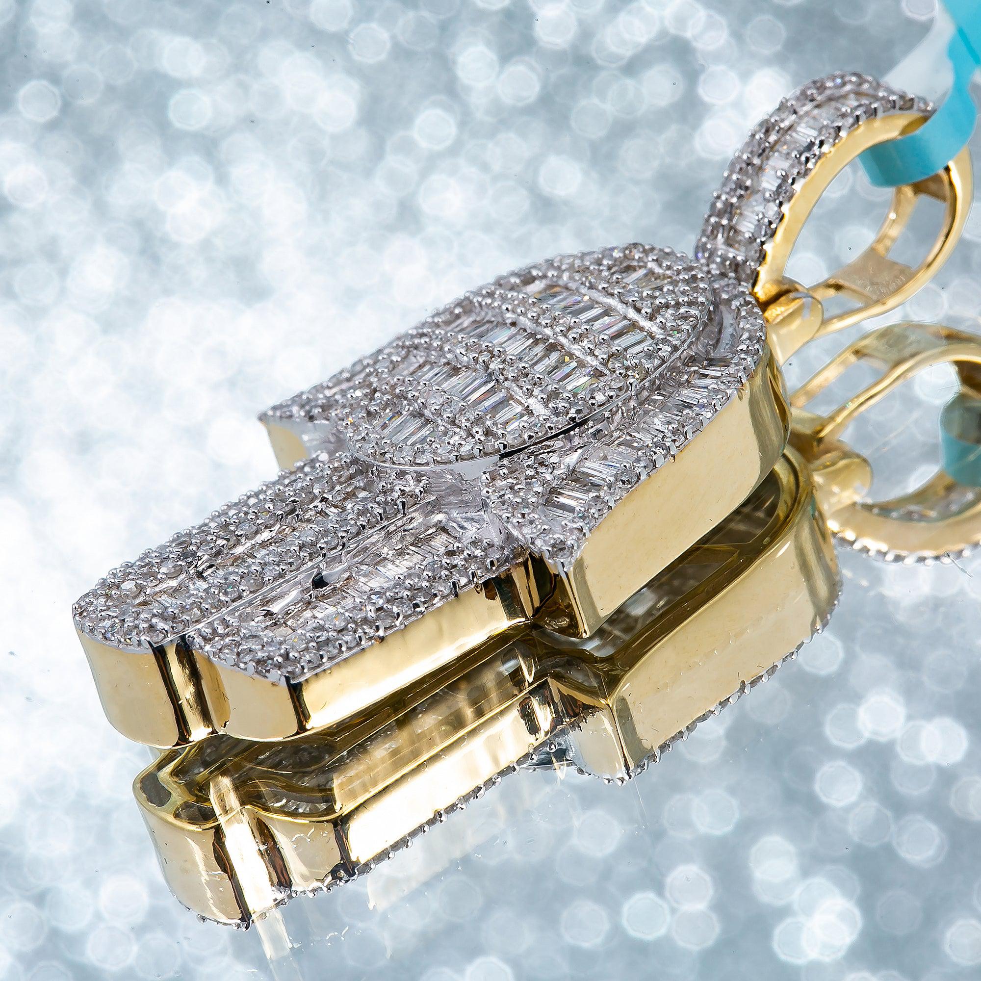 Unisex 14K Yellow Gold Hamsa Pendant with 1.65CT Diamonds