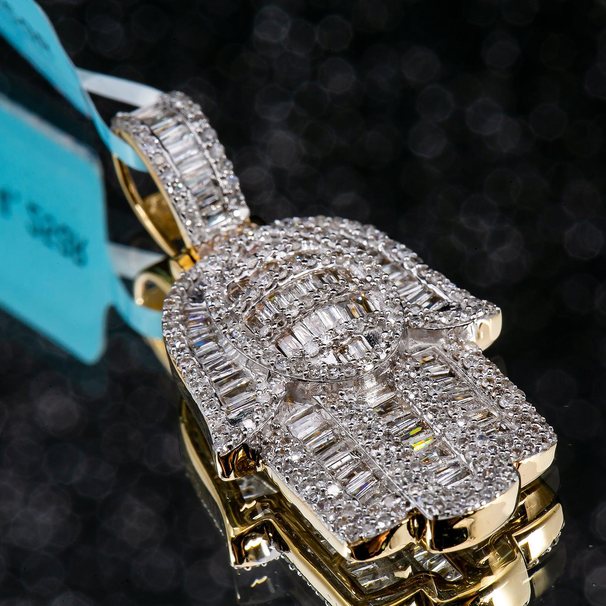 Unisex 14K Yellow Gold Hamsa Pendant with 1.35 CT Diamonds