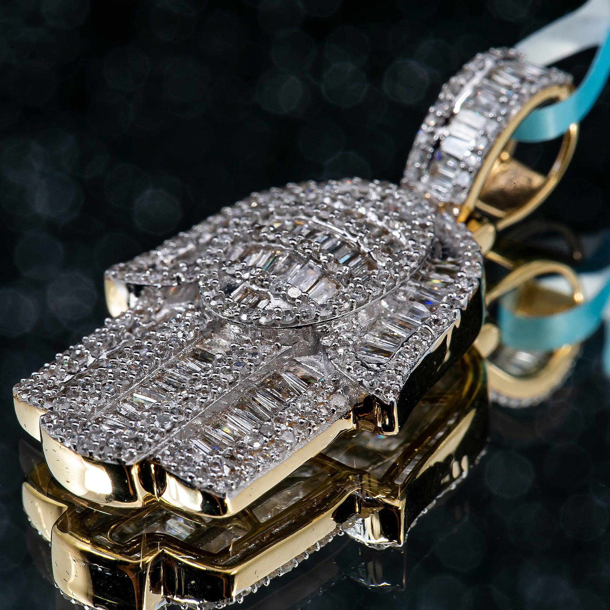 Unisex 14K Yellow Gold Hamsa Pendant with 1.35 CT Diamonds