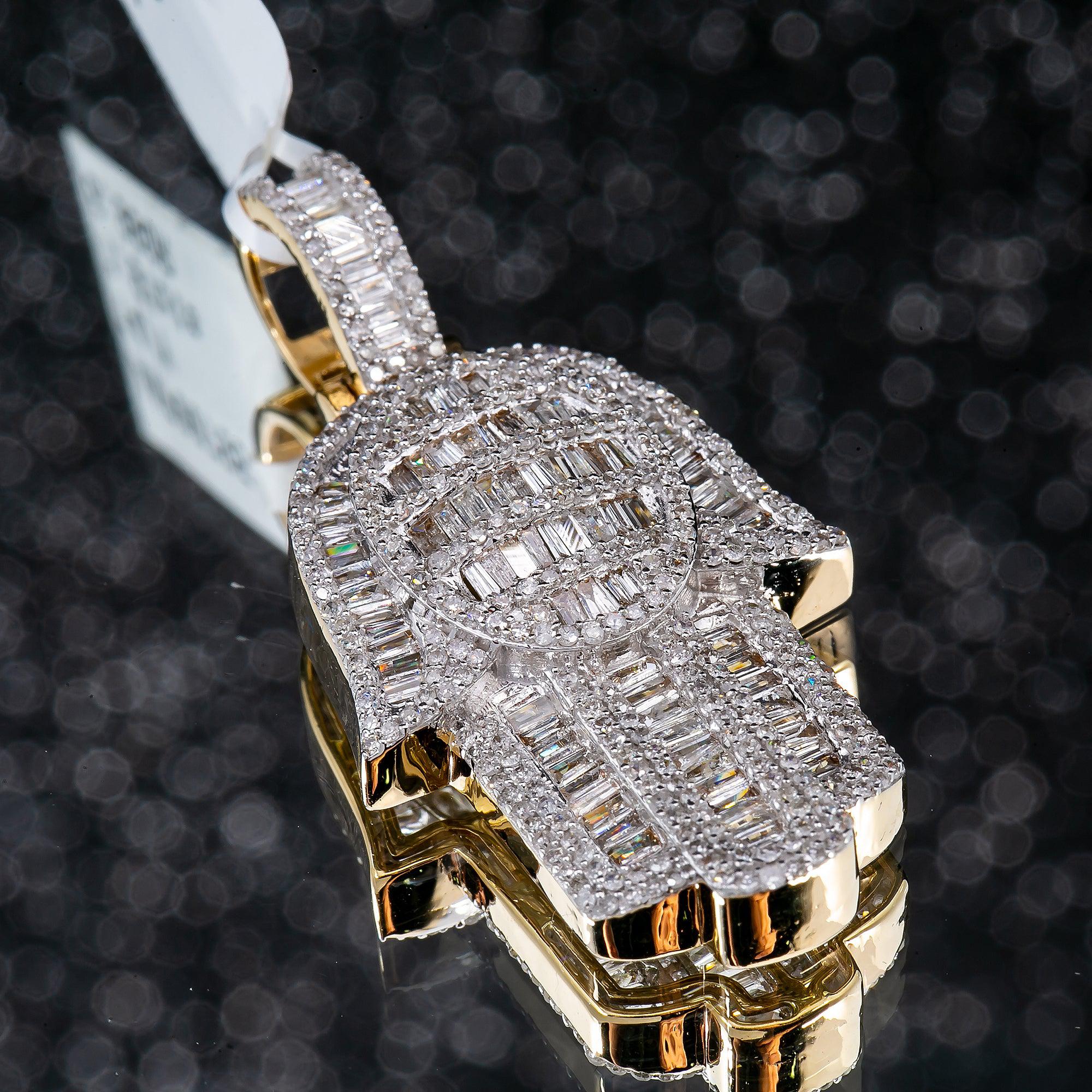 Unisex 14K Yellow Gold Hamsa Pendant with 1.41 CT Diamonds