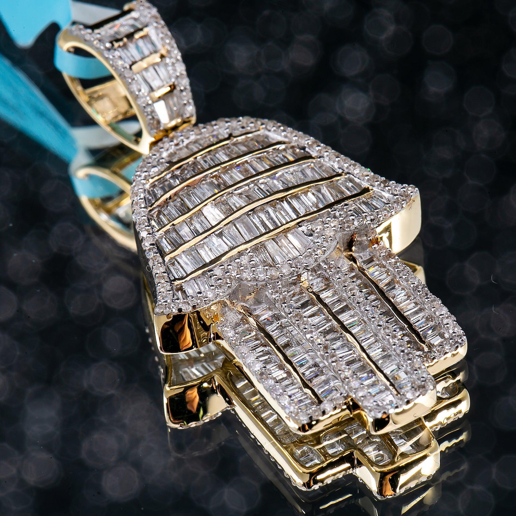 Unisex 14K Yellow Gold Hamsa Pendant with 1.41 CT Diamonds