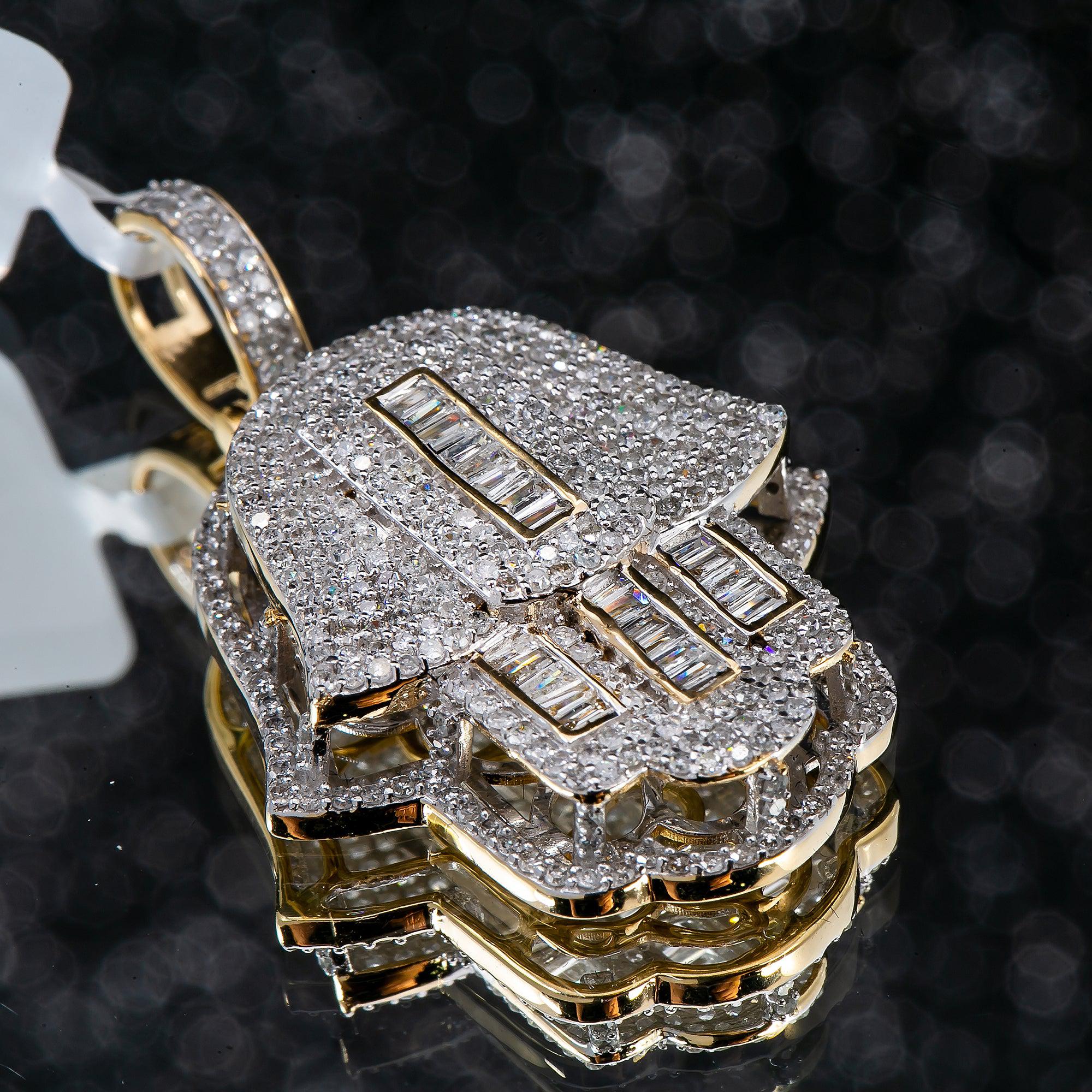 Unisex 14K Yellow Gold Hamsa Pendant with 1.27 CT Diamonds