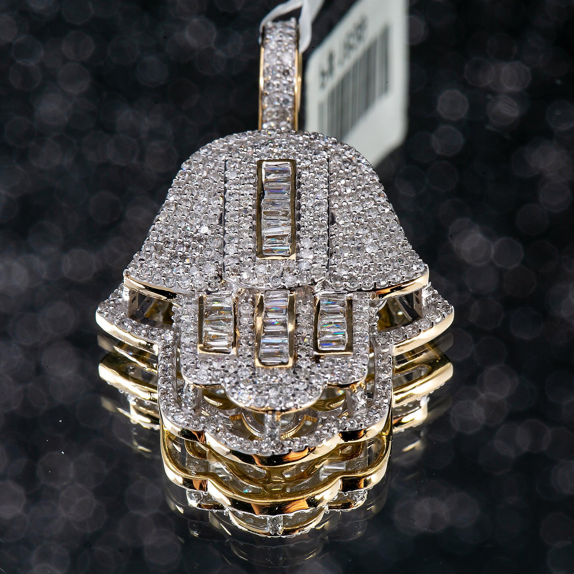 Unisex 14K Yellow Gold Hamsa Pendant with 1.27 CT Diamonds