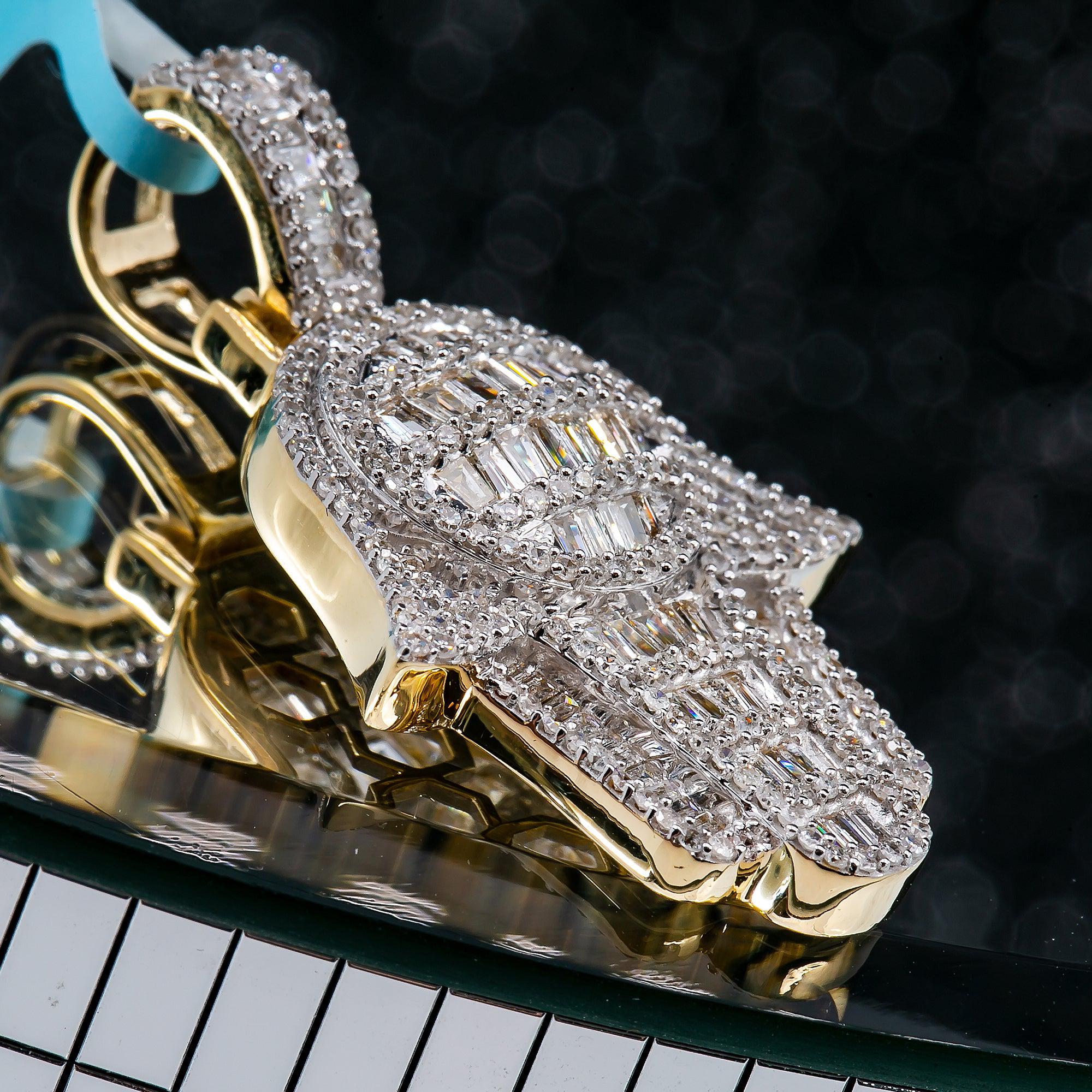 Unisex 14K Yellow Gold Hamsa Pendant with 1.25 CT Diamonds
