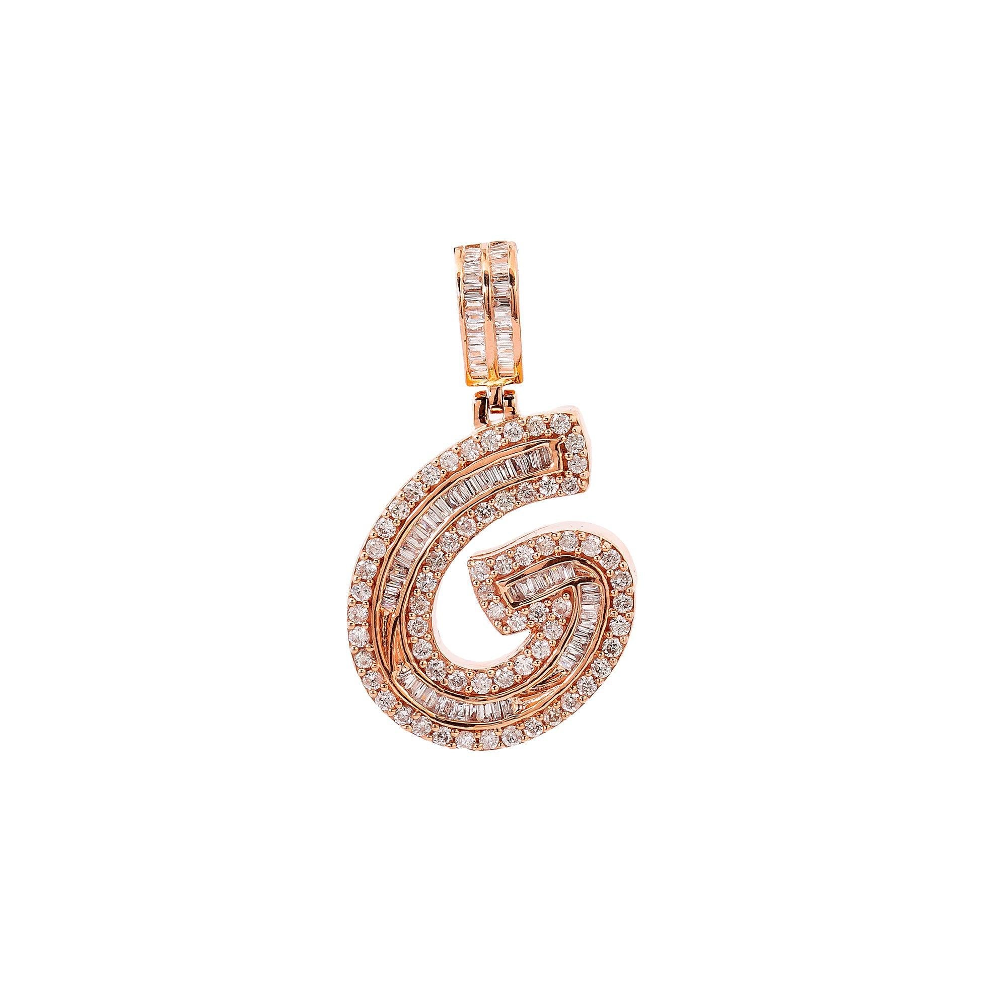 14K Rose Gold Diamond Letter G Pendant