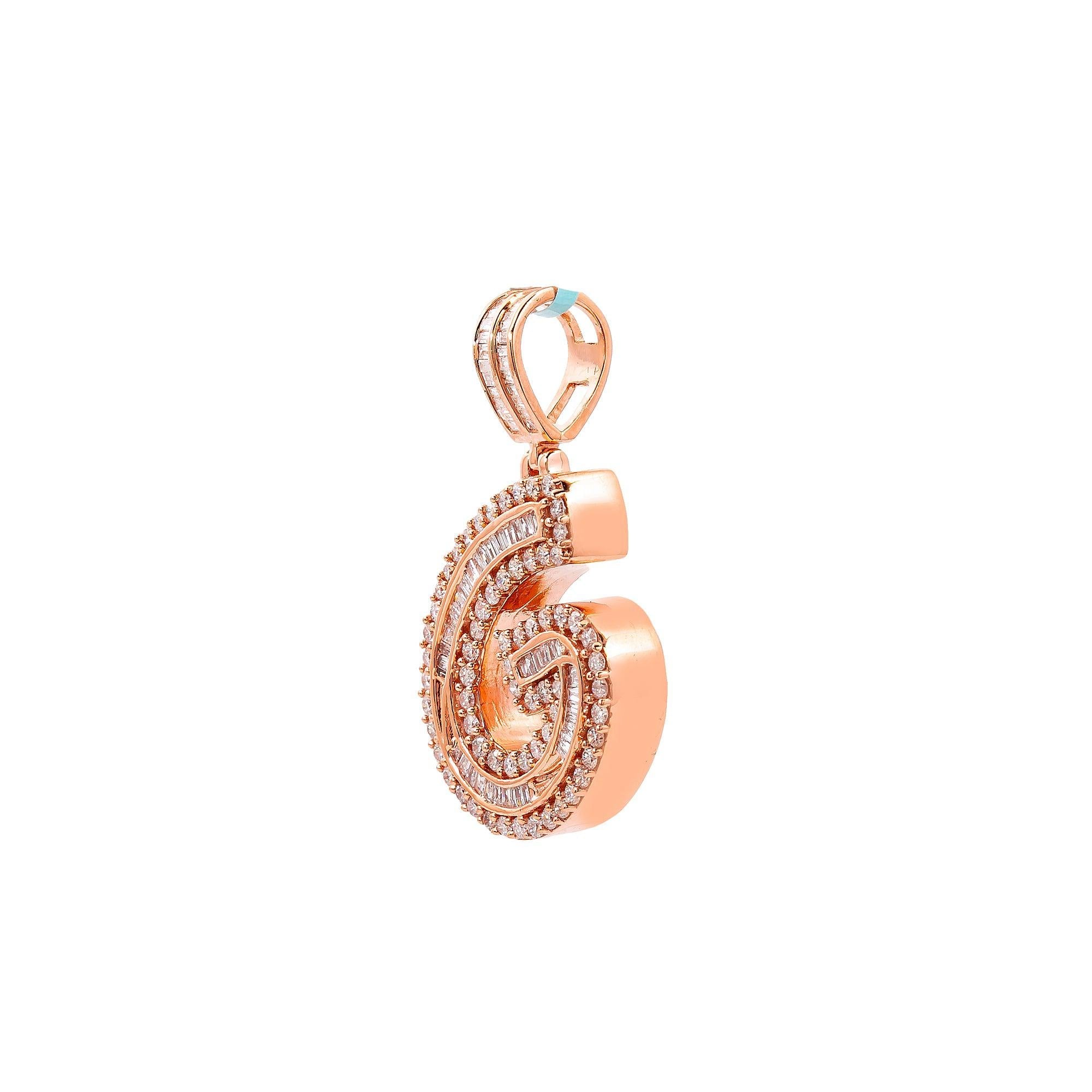 14K Rose Gold Diamond Letter G Pendant