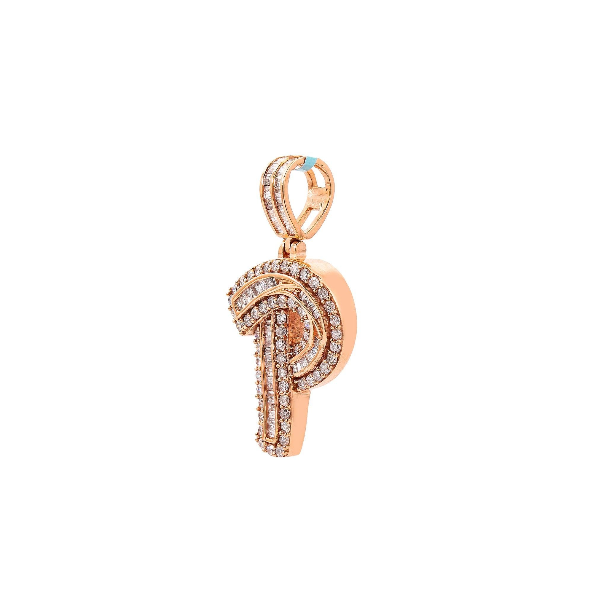 14K Rose Gold Diamond Letter P Pendant