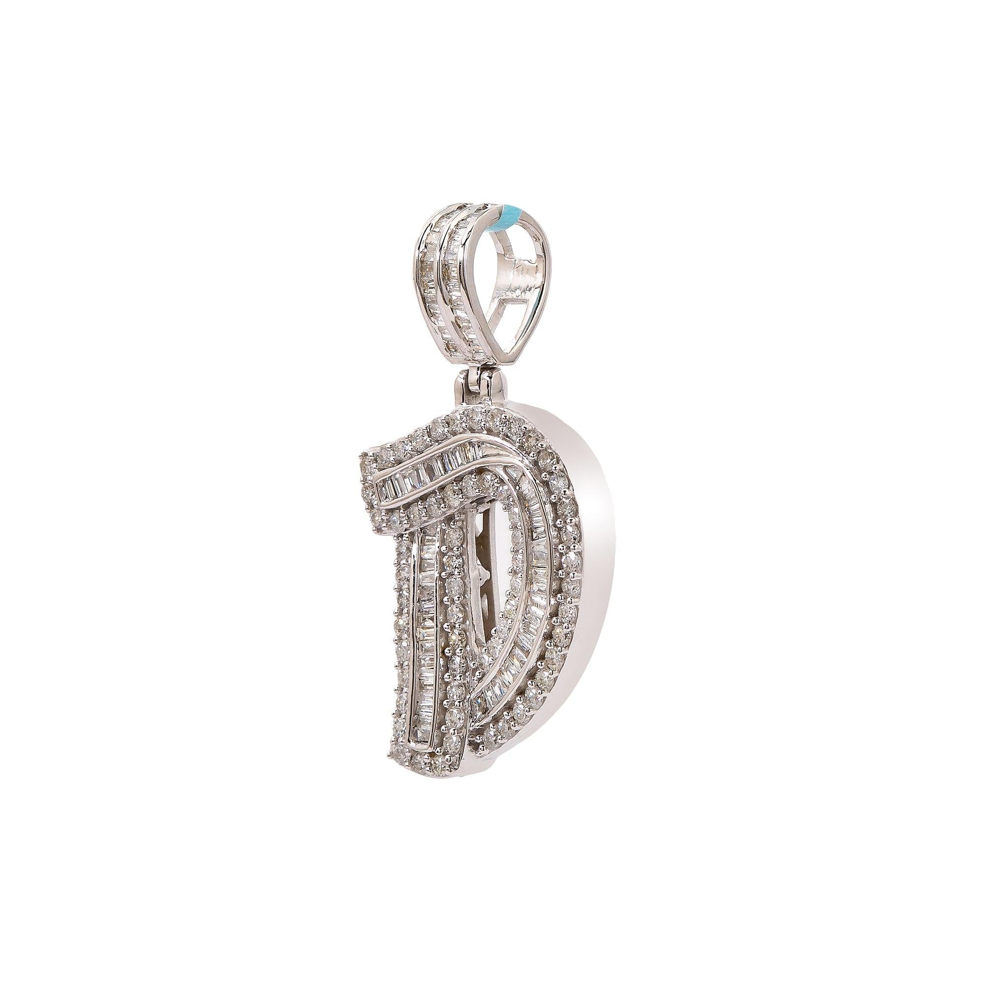 14K White Gold Diamond Letter D Pendant