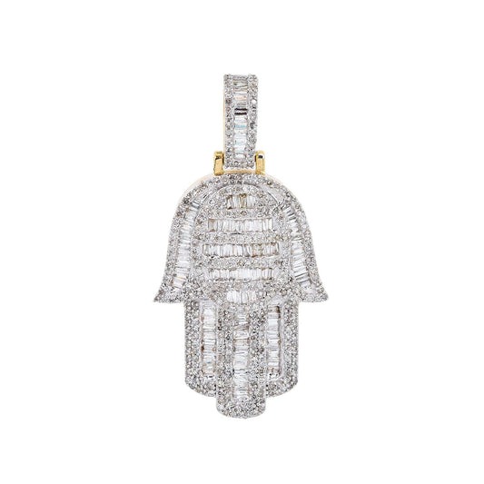 Unisex 14K Yellow Gold Hamsa Pendant with 1.65CT Diamonds