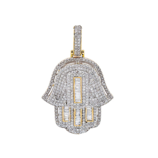 Unisex 14K Yellow Gold Hamsa Pendant with 1.27 CT Diamonds