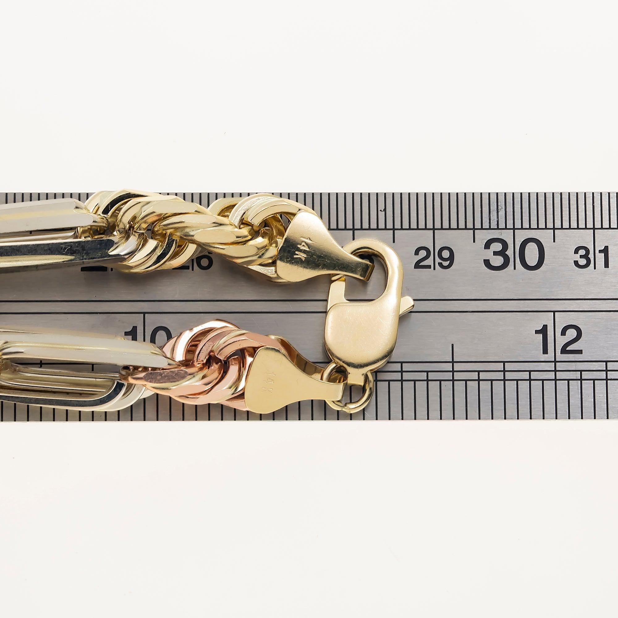 14K GOLD 7MM SOLID TRICOLOR MILANO CHAIN