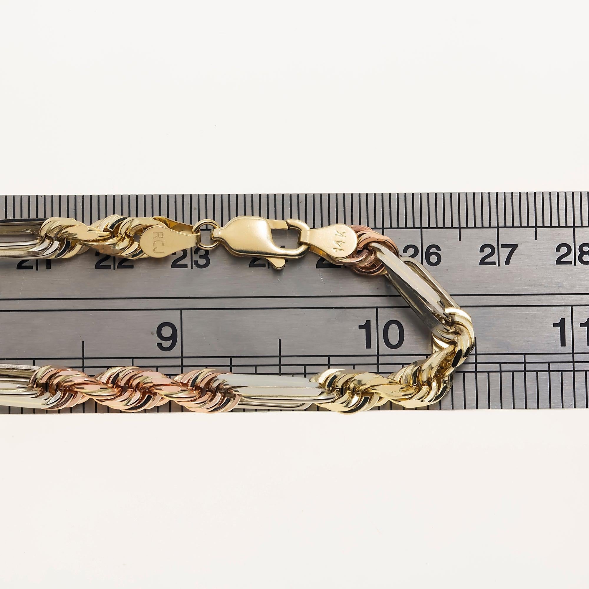 14K GOLD 5MM TRICOLOR MILANO CHAIN