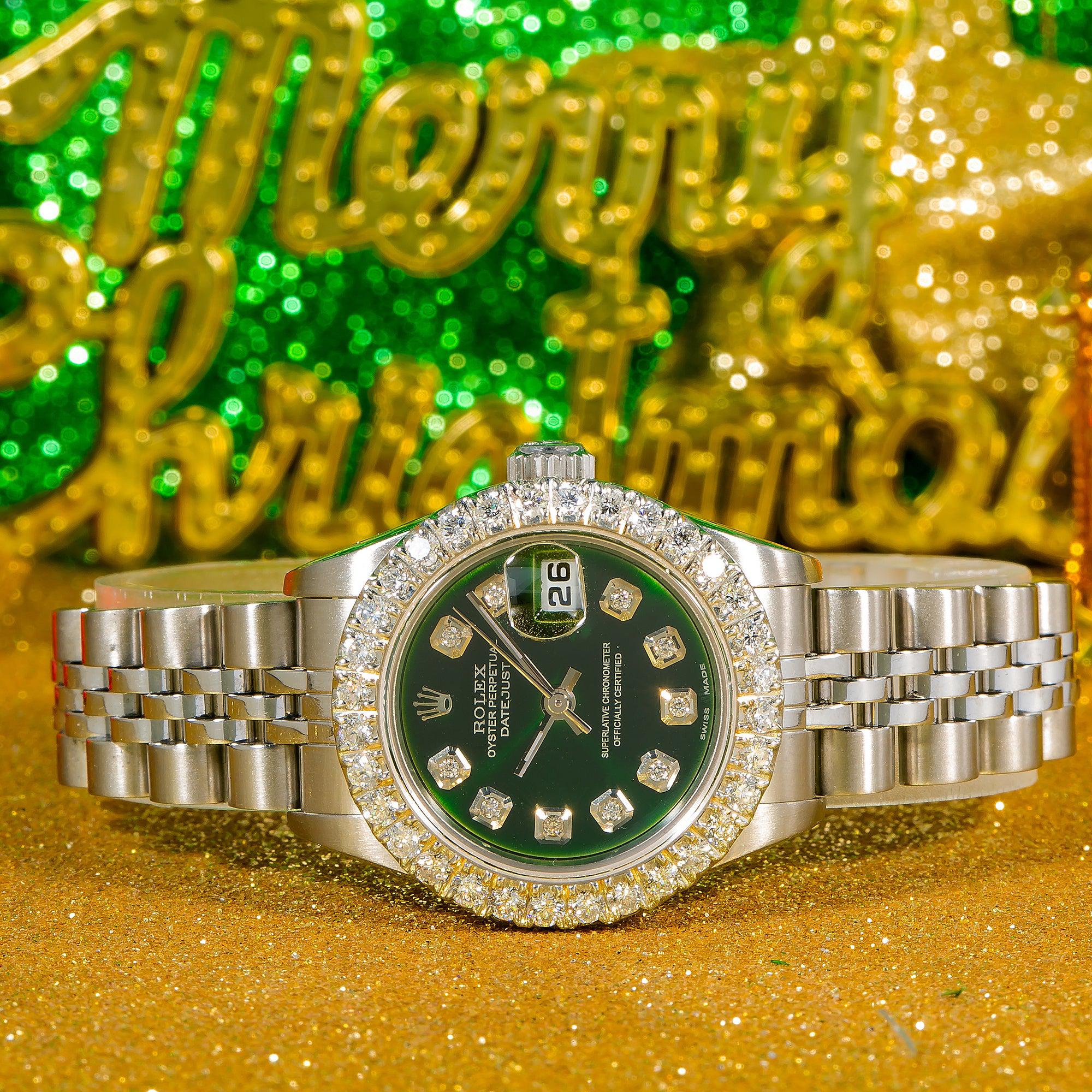 Rolex Oyster Perpetual Lady Datejust 79240 26MM Green Diamond Dial With Stainless Steel Jubilee Bracelet