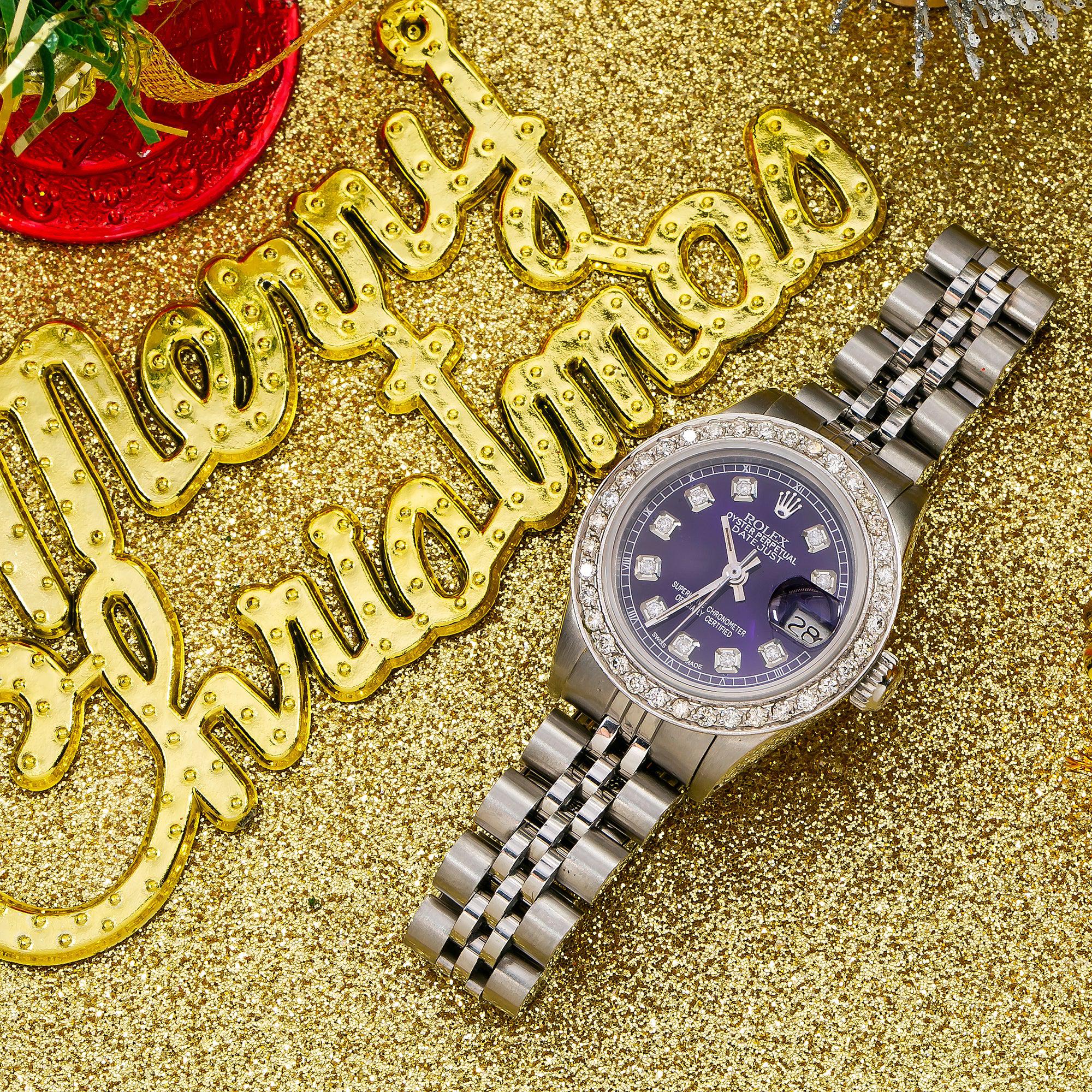 Rolex Lady-Datejust 6917 26MM Blue Diamond Dial With Stainless Steel Bracelet