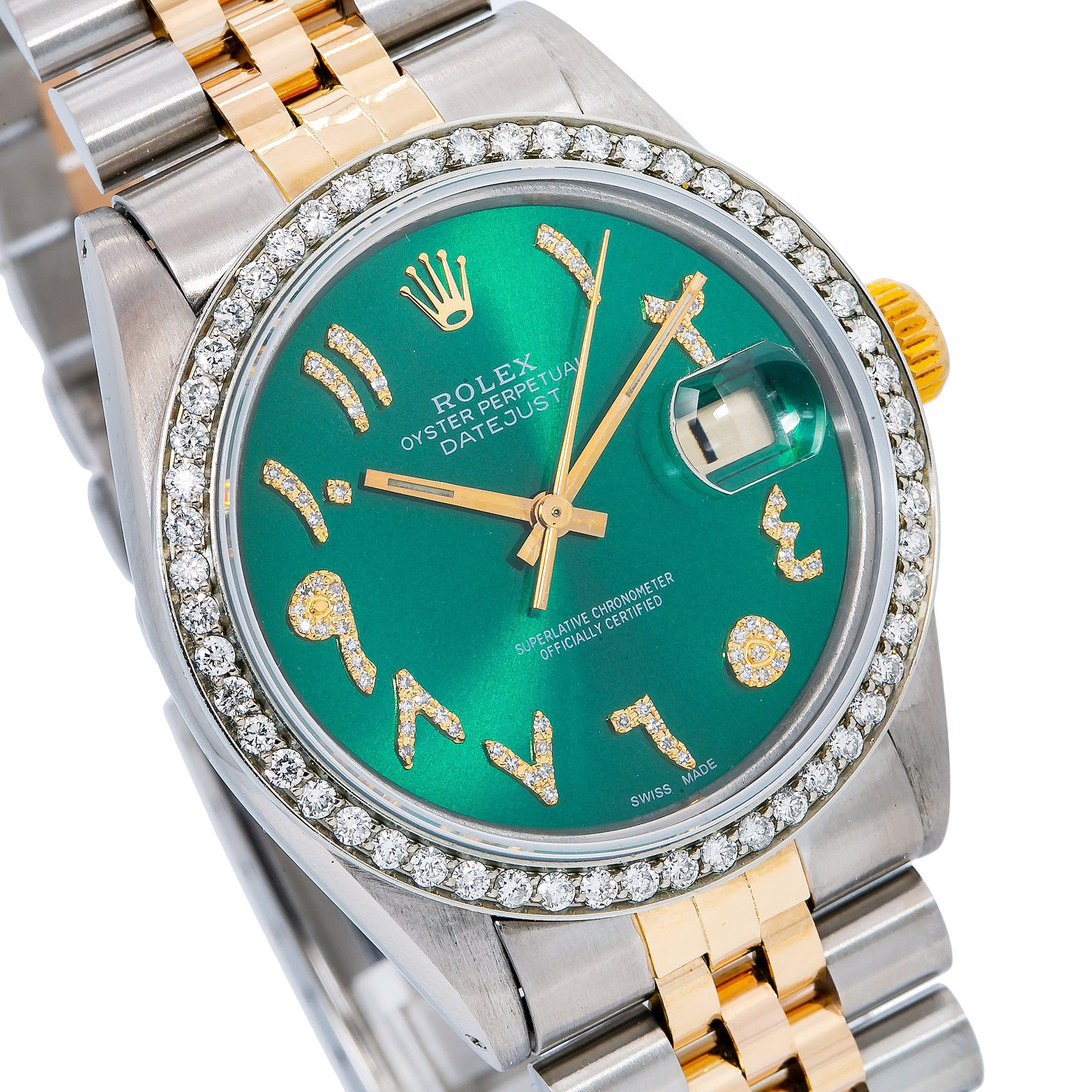 Rolex Datejust 16013 36MM Green Diamond Dial With 1.25 CT Diamonds