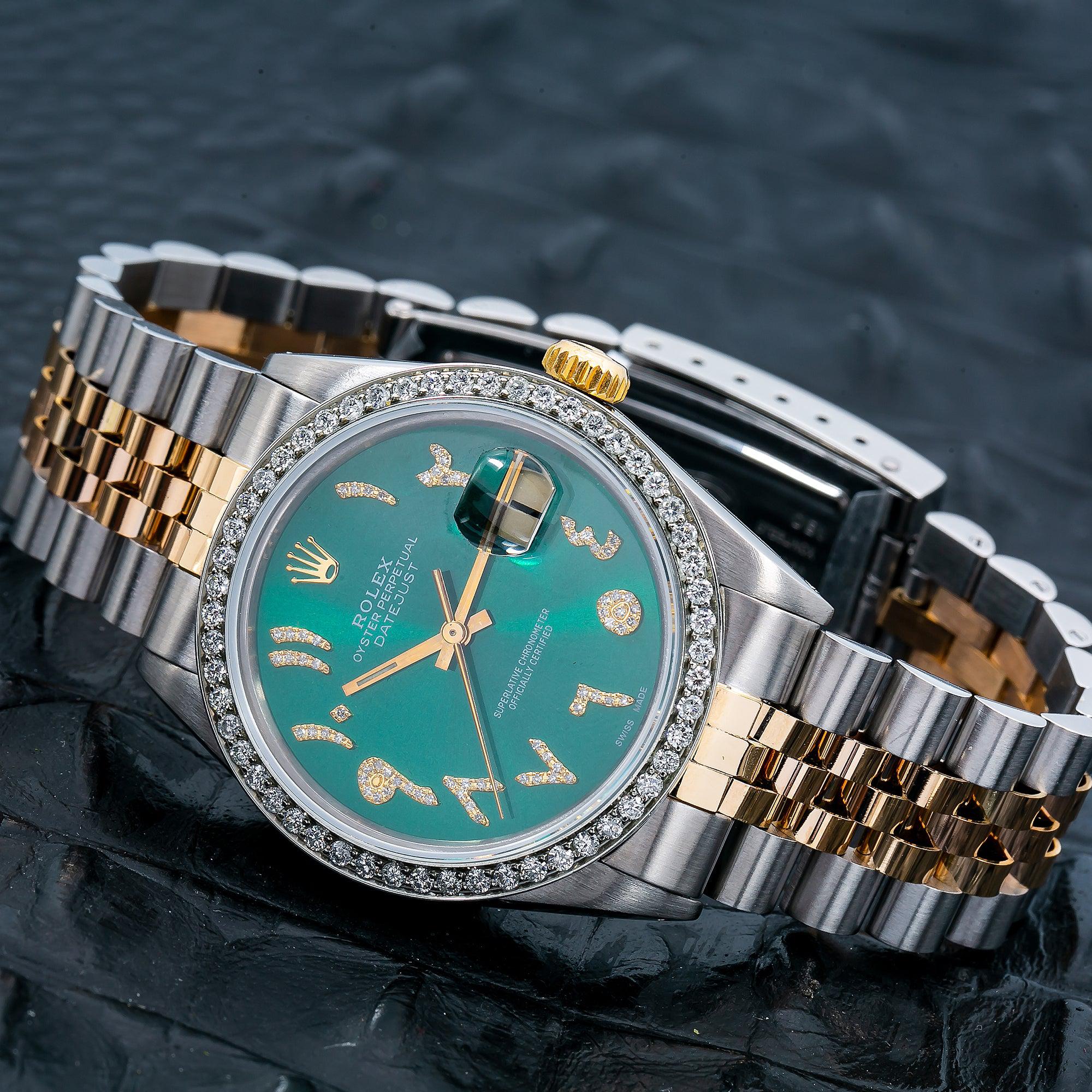 Rolex Datejust 16013 36MM Green Diamond Dial With 1.25 CT Diamonds