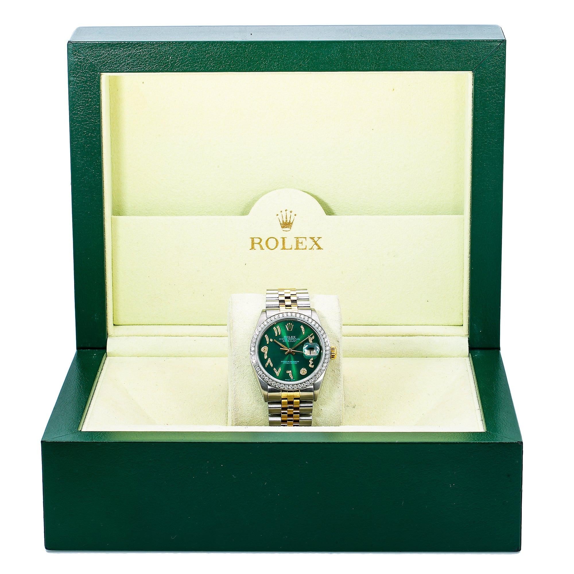 Rolex Datejust 16013 36MM Green Diamond Dial With 1.25 CT Diamonds