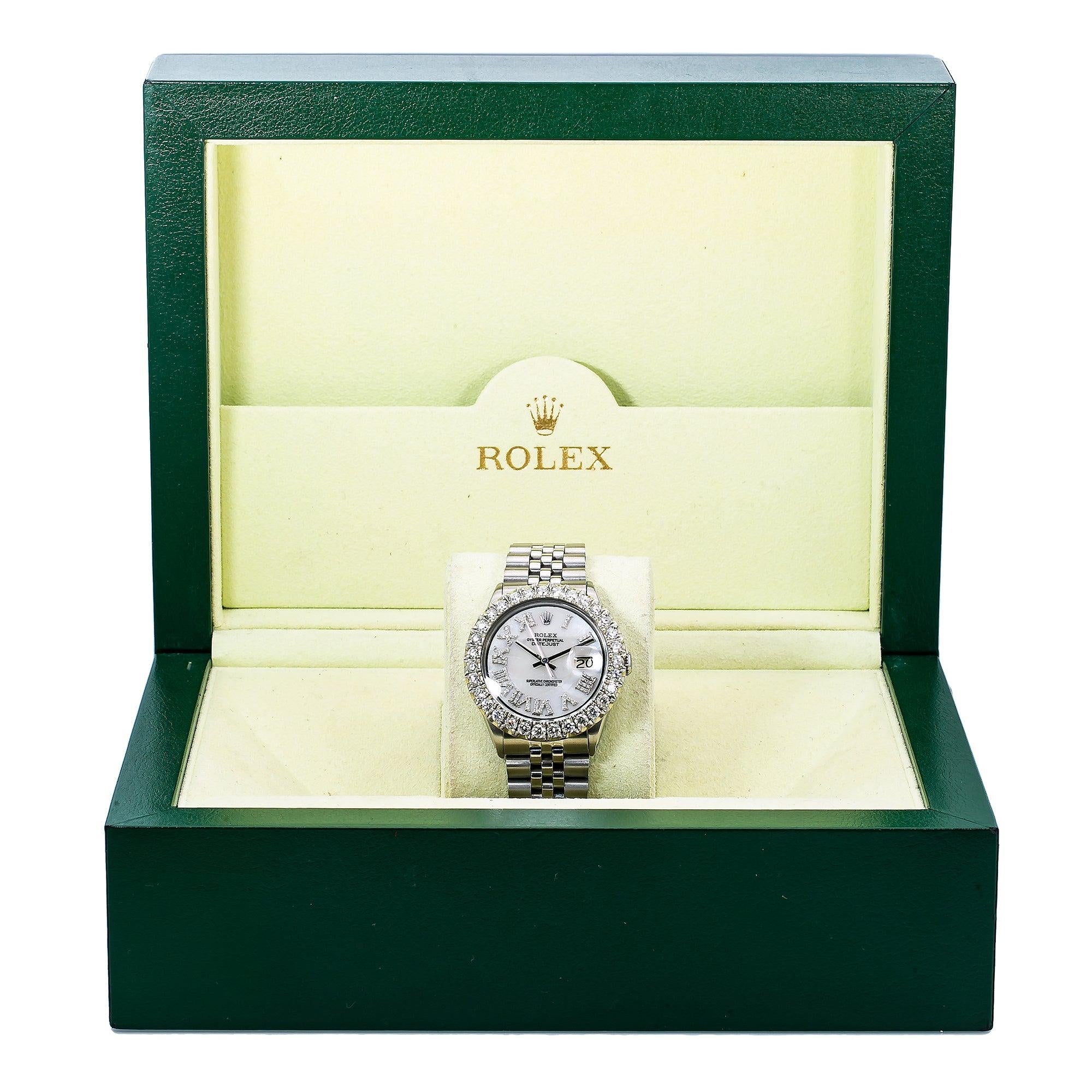 Rolex Datejust 1601 36MM Mother Of Pearl Diamond Dial With Stainless Steel Jubilee Bracelet