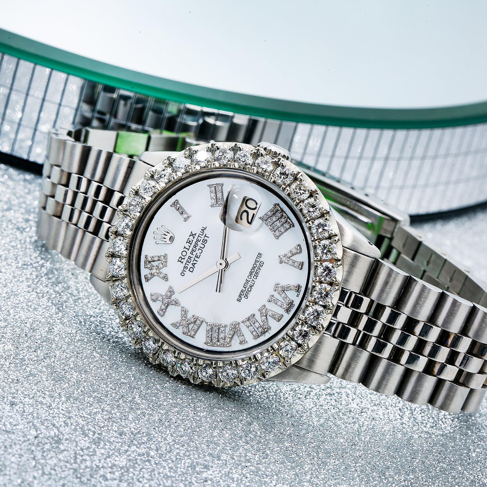 Rolex Datejust 1601 36MM Mother Of Pearl Diamond Dial With Stainless Steel Jubilee Bracelet