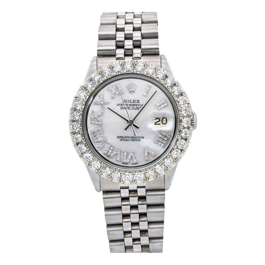 Rolex Datejust 1601 36MM Mother Of Pearl Diamond Dial With Stainless Steel Jubilee Bracelet