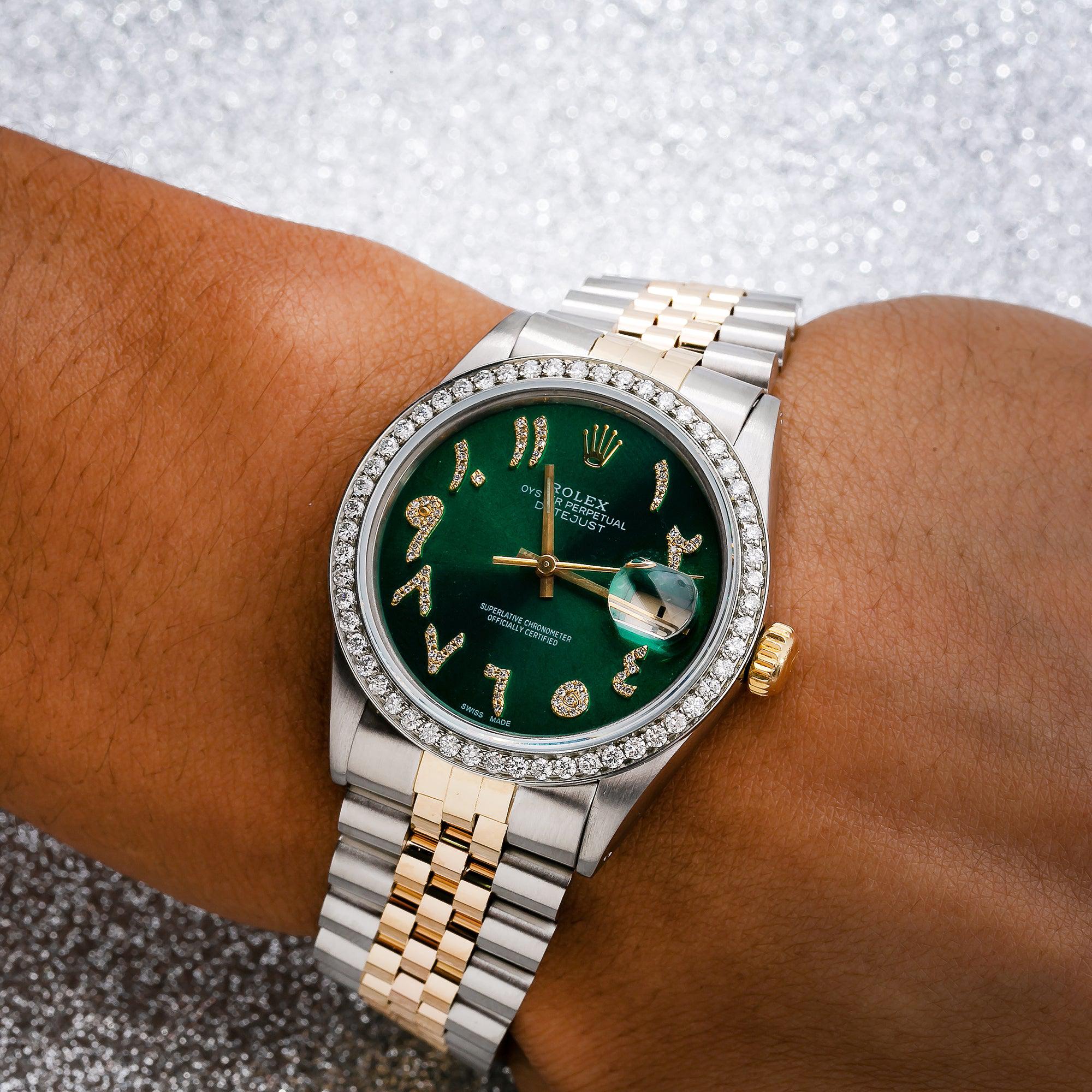 Rolex Datejust 16013 36MM Green Diamond Dial With 1.25 CT Diamonds