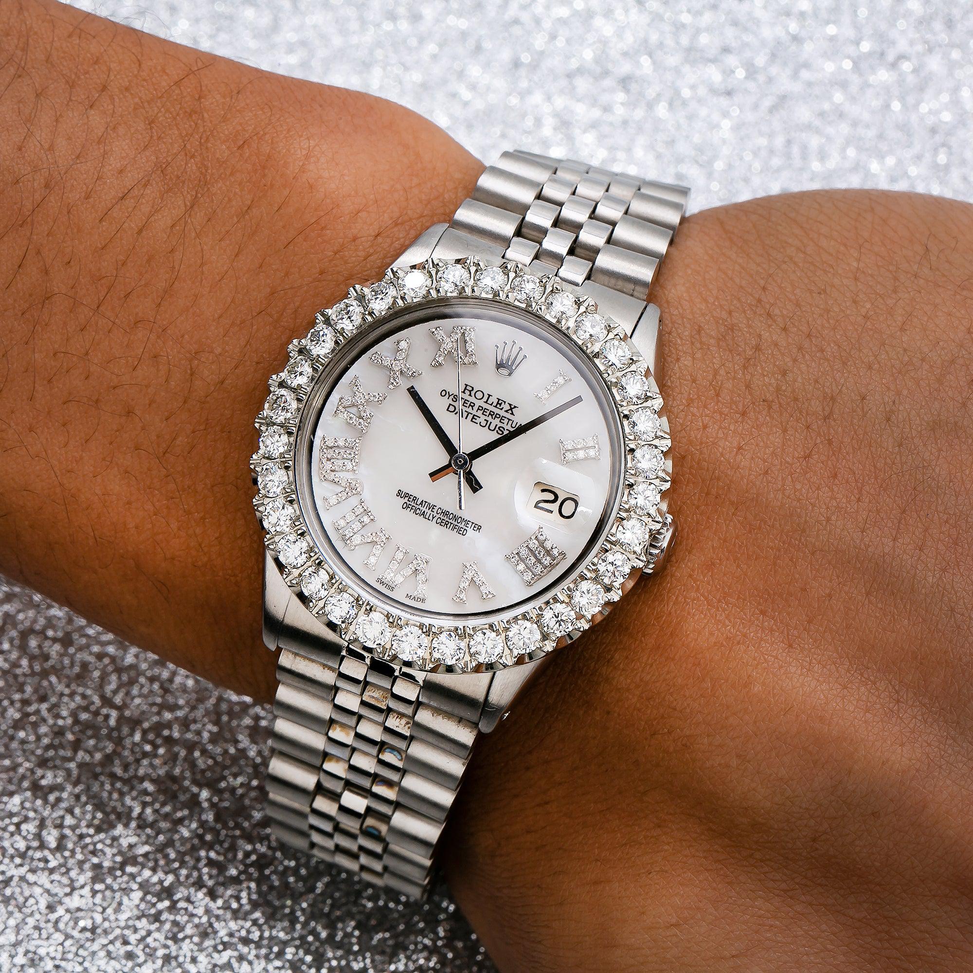 Rolex Datejust 1601 36MM Mother Of Pearl Diamond Dial With Stainless Steel Jubilee Bracelet