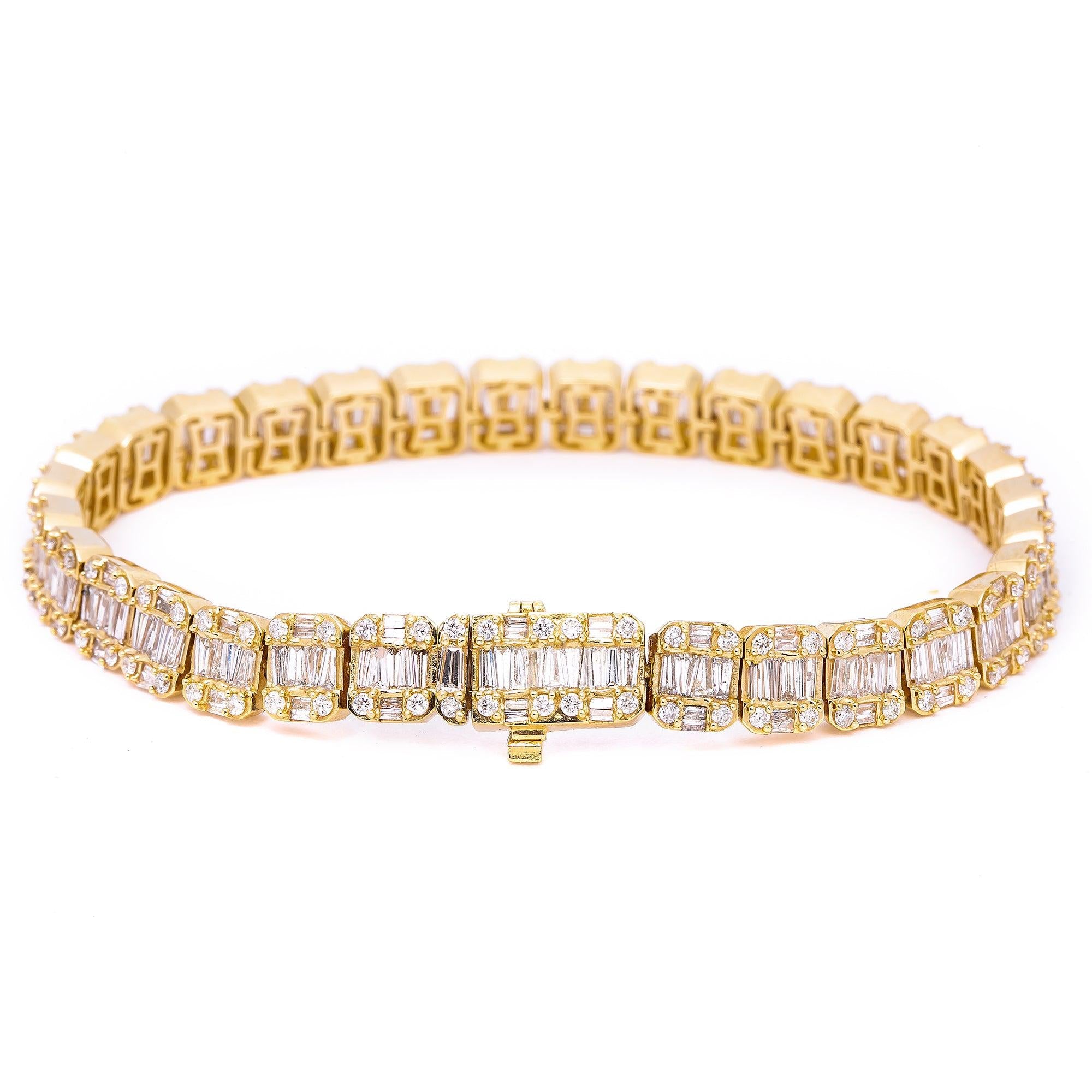 14K YELLOW GOLD BRACELET WITH 9.32 CT BAGUETTE DIAMONDS
