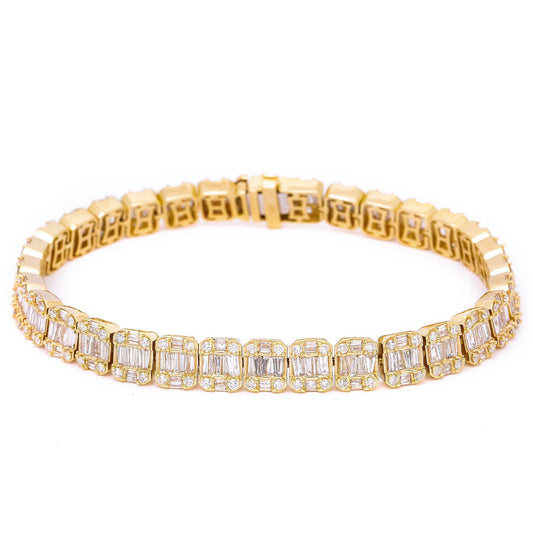 14K YELLOW GOLD BRACELET WITH 9.32 CT BAGUETTE DIAMONDS