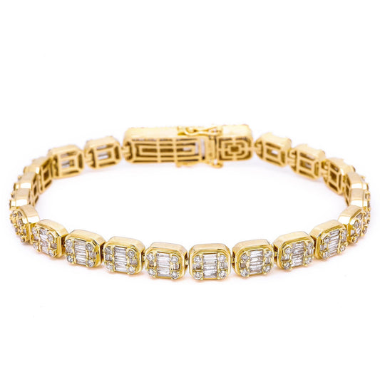 14K YELLOW GOLD BRACELET WITH 5.90 CT BAGUETTE DIAMONDS