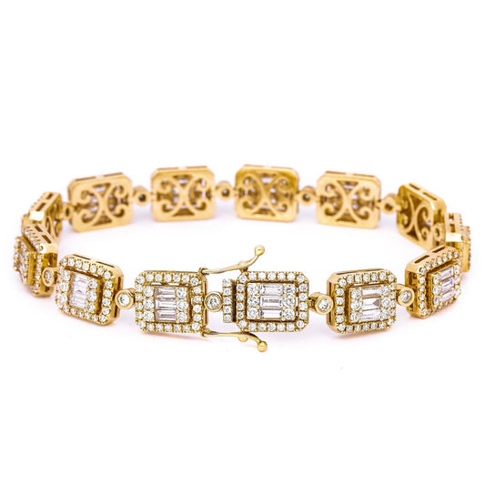 14K YELLOW GOLD BRACELET WITH 7.67 CT BAGUETTE DIAMONDS