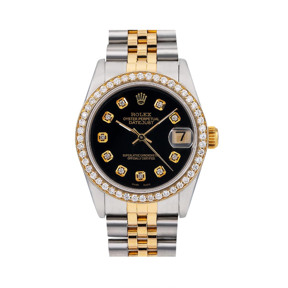 Rolex Datejust 68273 31MM Black Diamond Dial And Bezel With Two Tone Jubilee Bracelet