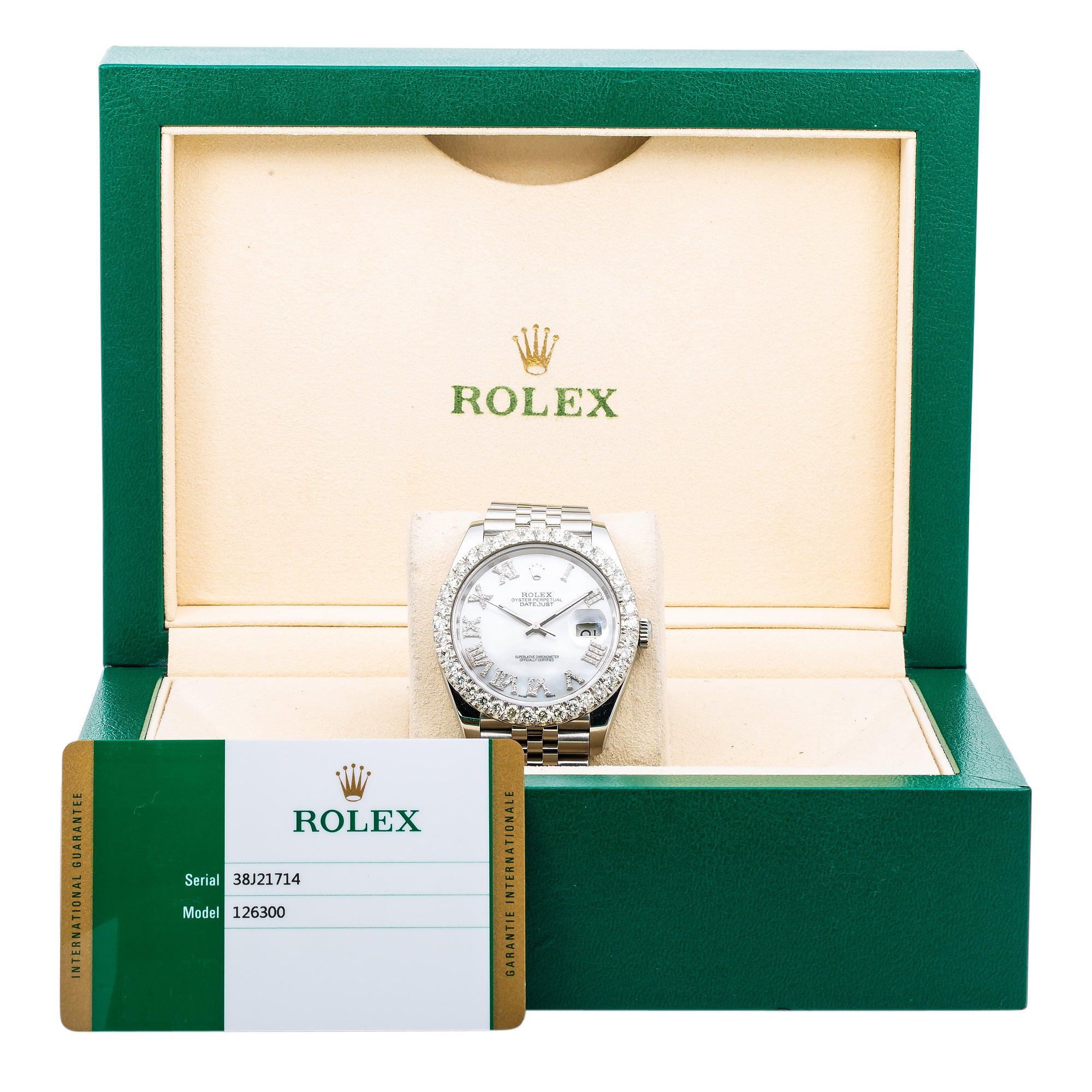 Rolex Datejust Diamond Watch, 126300 41mm, Silver Diamond Dial With Stainless Steel Jubilee Bracelet