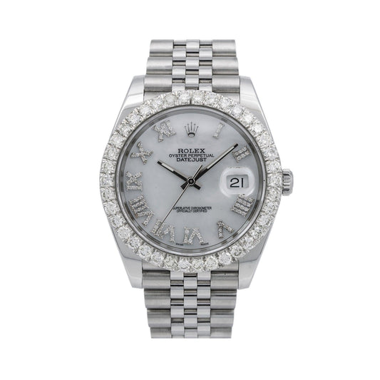 Rolex Datejust Diamond Watch, 126300 41mm, Silver Diamond Dial With Stainless Steel Jubilee Bracelet
